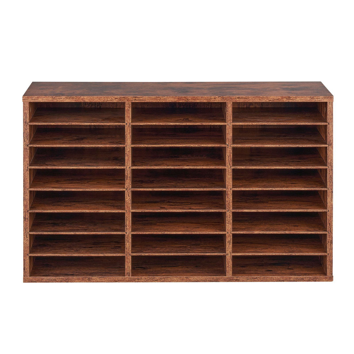 Literature Organizer, 24 Compartments Office Mailbox with Removable Shelves, Wooden Mailbox Sorter Particle Board Office Home Classroom Storage, File Sorter for Documents, Papers, Dark Brown