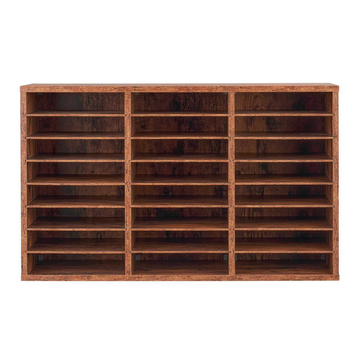 Literature Organizer, 24 Compartments Office Mailbox with Removable Shelves, Wooden Mailbox Sorter Particle Board Office Home Classroom Storage, File Sorter for Documents, Papers, Dark Brown