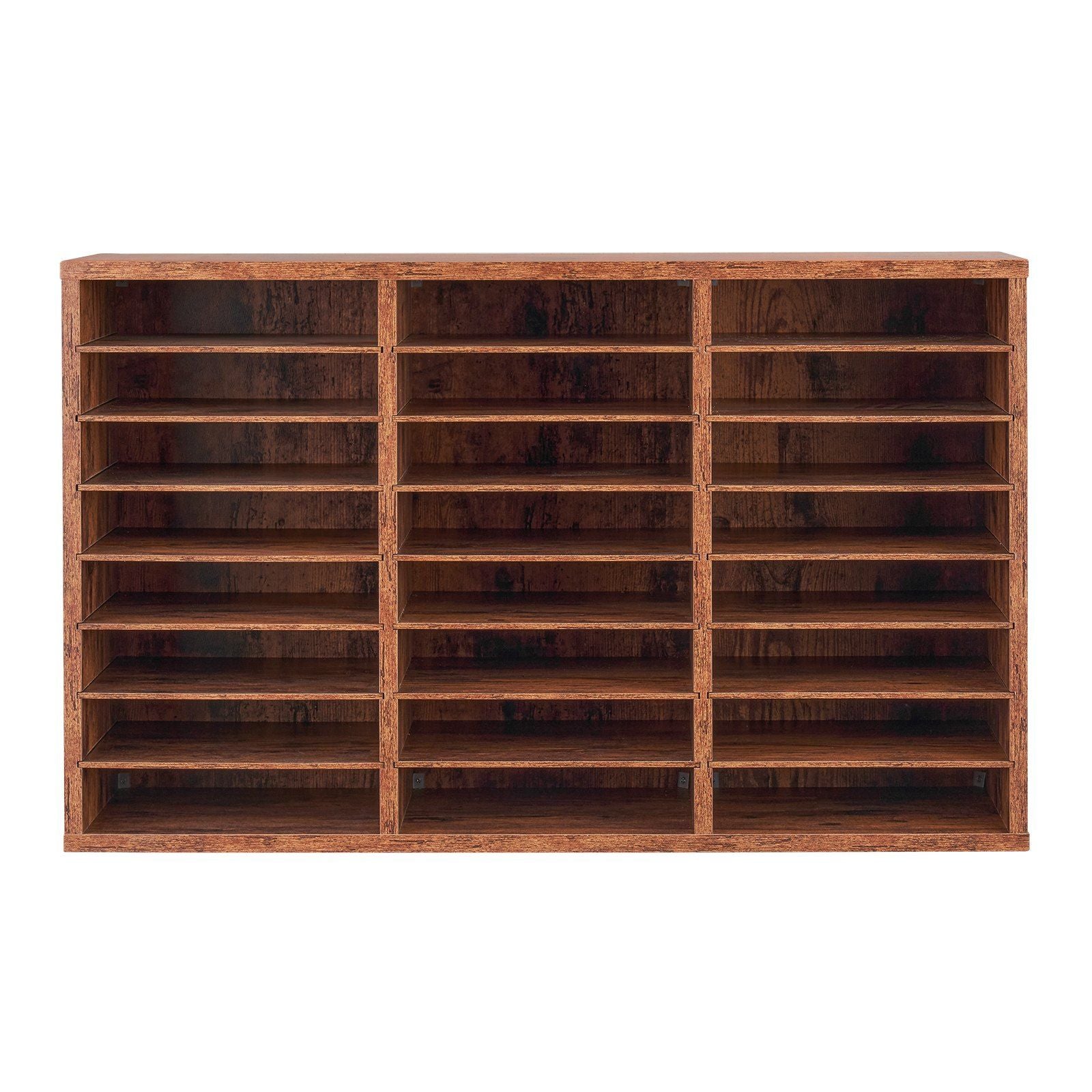 Literature Organizer, 24 Compartments Office Mailbox with Removable Shelves, Wooden Mailbox Sorter Particle Board Office Home Classroom Storage, File Sorter for Documents, Papers, Dark Brown