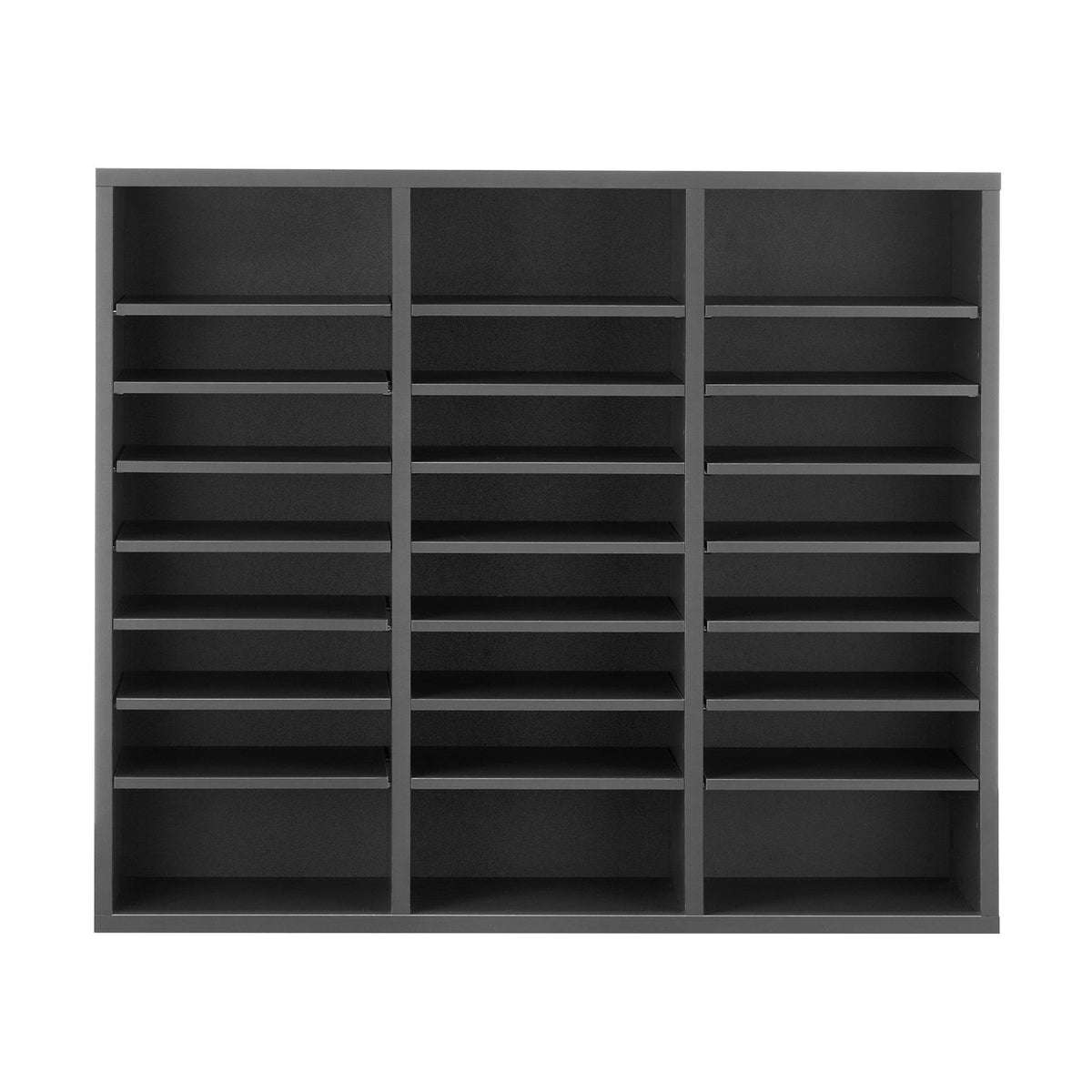 Literature Organizer, 24 Compartments Office Mailbox with Adjustable Shelves, Wooden Mailbox Sorter Medium Density Fiberboard Office Home Classroom Storage for Files, Documents, Papers, Grey