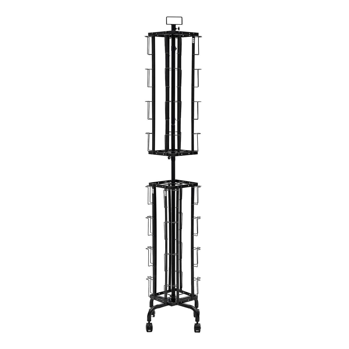 Greeting Cards Display Rack, 32 Pockets Rotating Postcard Brochure Display Stand, 360° Spinning Card Display Rack with Sign Holder &amp; 4 Wheels (2 Lockable) for Exhibitions Office Trade Show