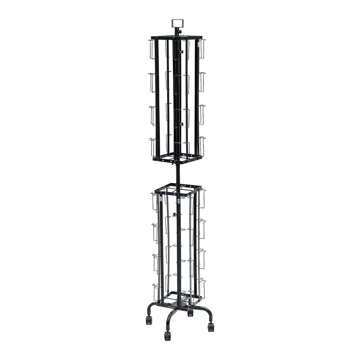 Greeting Cards Display Rack, 32 Pockets Rotating Postcard Brochure Display Stand, 360° Spinning Card Display Rack with Sign Holder & 4 Wheels (2 Lockable) for Exhibitions Office Trade Show