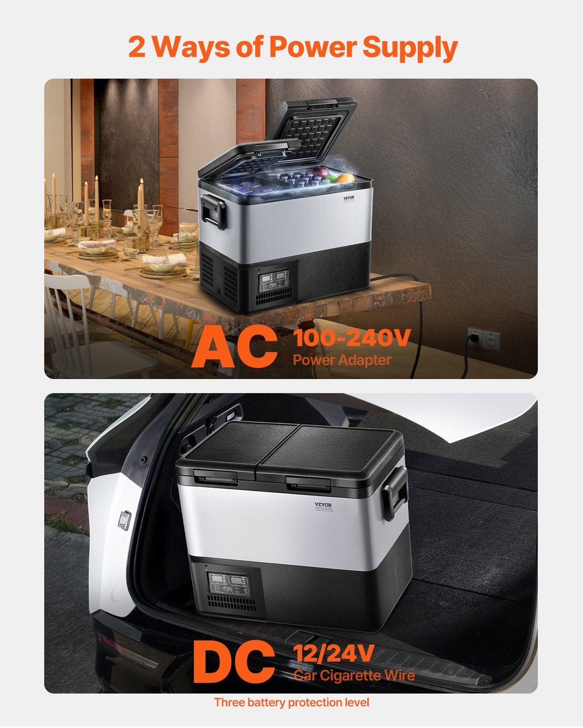 VEVOR Portable Car Refrigerator Freezer Compressor 35L Dual Zone for Car Home