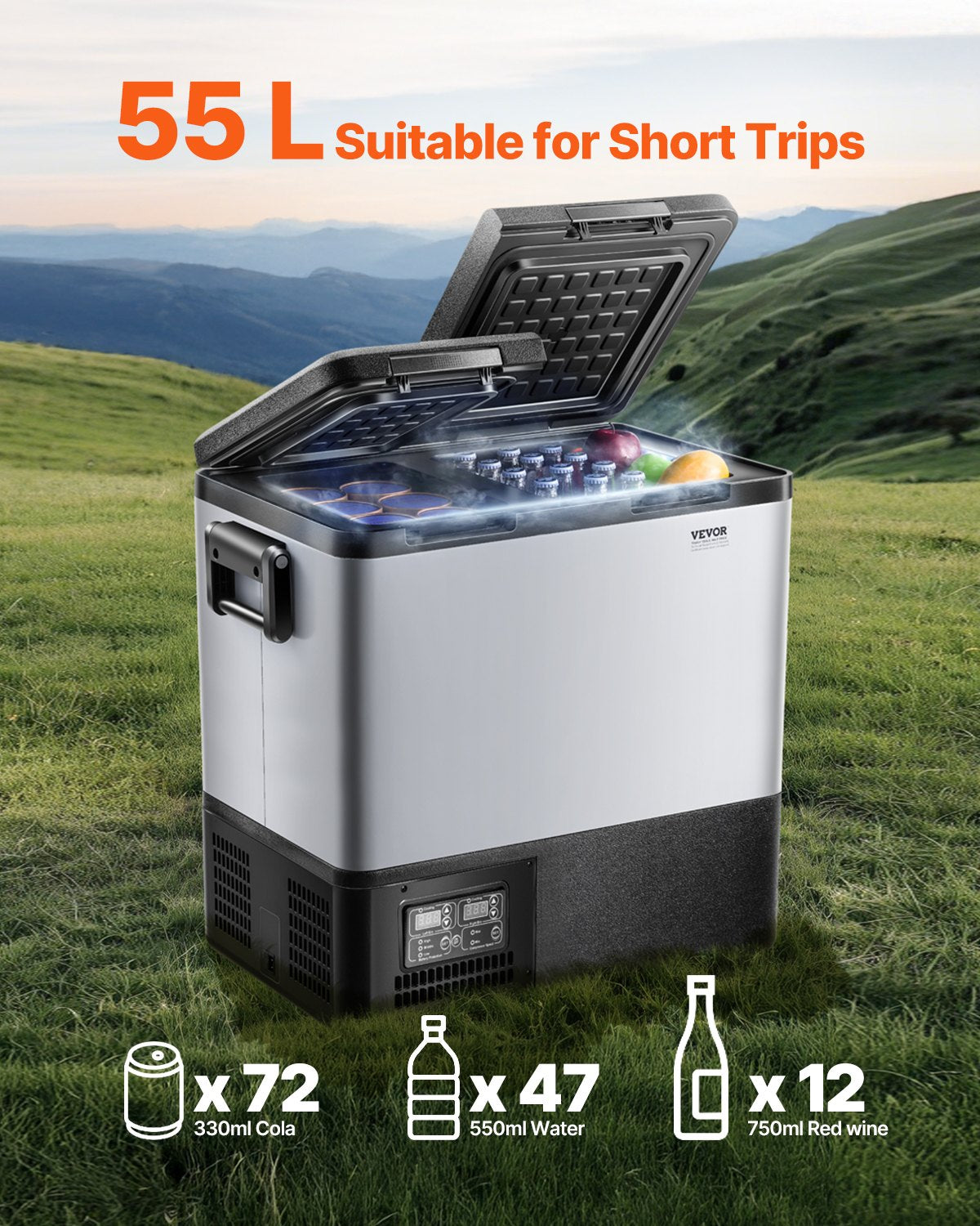 VEVOR Portable Car Refrigerator Freezer Compressor 55L Dual Zone for Car Home