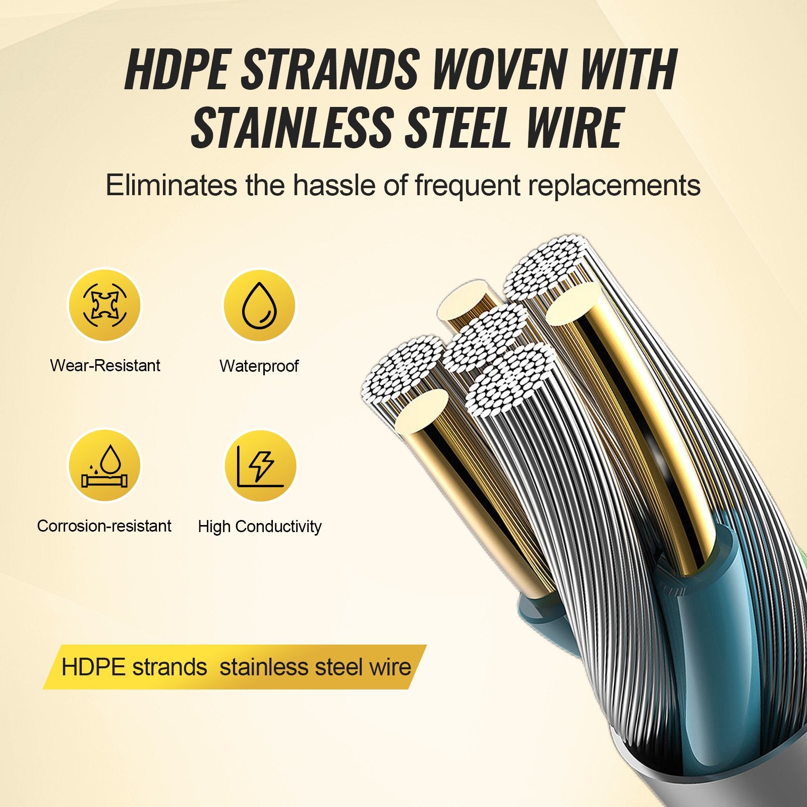 VEVOR Electric Fence Tape, 1640Ft 500M Polytape Fencing Hot Wire, 3/4" Width 6 Stainless Steel Strands for Reliable Conductivity, UV & Rust Resistance, Portable Polywire for Horse Cattle Livestock