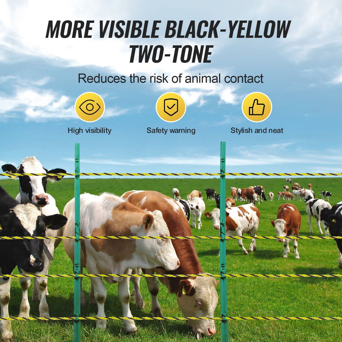 Electric Fence Wire, 3366Ft 1026M Portable Polywire, 1/8" Diameter 6 Stainless Steel Strands for Reliable Conductivity and UV, Rust Resistance, Fencing Rope Line for Horse, Cattle, Livestock