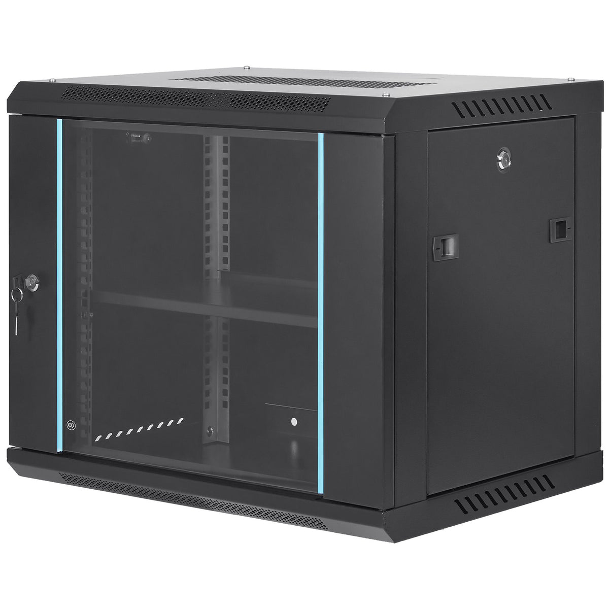 VEVOR 9U Wall Mount Network Server Cabinet, 39.37 cm Deep, Server Rack Cabinet Enclosure, 90.7 kg Max. Ground-mounted Load Capacity, with Locking Glass Door Side Panels, for IT Equipment, A/V Devices