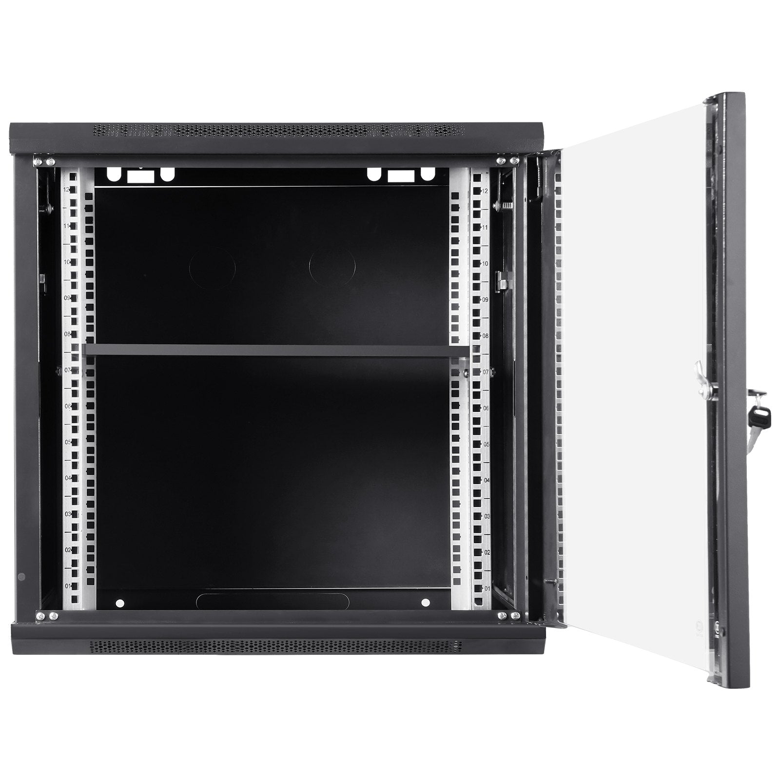 VEVOR 9U Wall Mount Network Server Cabinet, 39.37 cm Deep, Server Rack Cabinet Enclosure, 90.7 kg Max. Ground-mounted Load Capacity, with Locking Glass Door Side Panels, for IT Equipment, A/V Devices