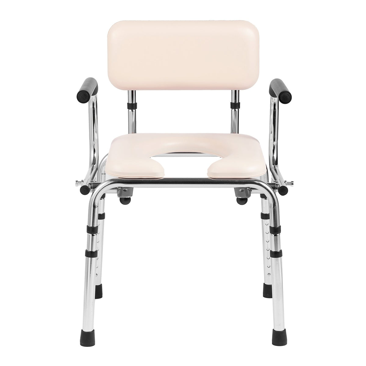 VEVOR Commode Chair, Bedside Commode with Padded Seat, Drop-Down Arms, 7-Level Adjustable Height, 5.8L Removable Bucket, Easy to Assemble, 350LBS Capacity, Portable Toilet for Adults Seniors