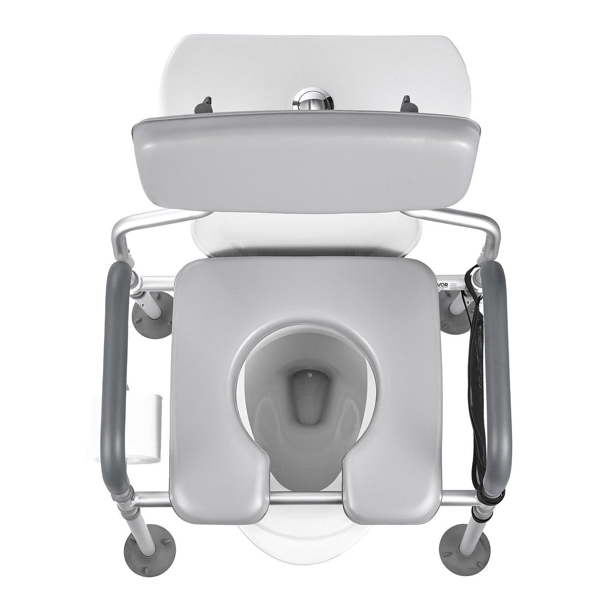 Bedside Commode Chair, 227 kg Capacity, 4-in-1 Portable Toilet and Raised Toilet Seat with Padded Seat & Backrest, Detachable 5L Bucket, Adjustable Height & Width Adult Potty Chair for Seniors