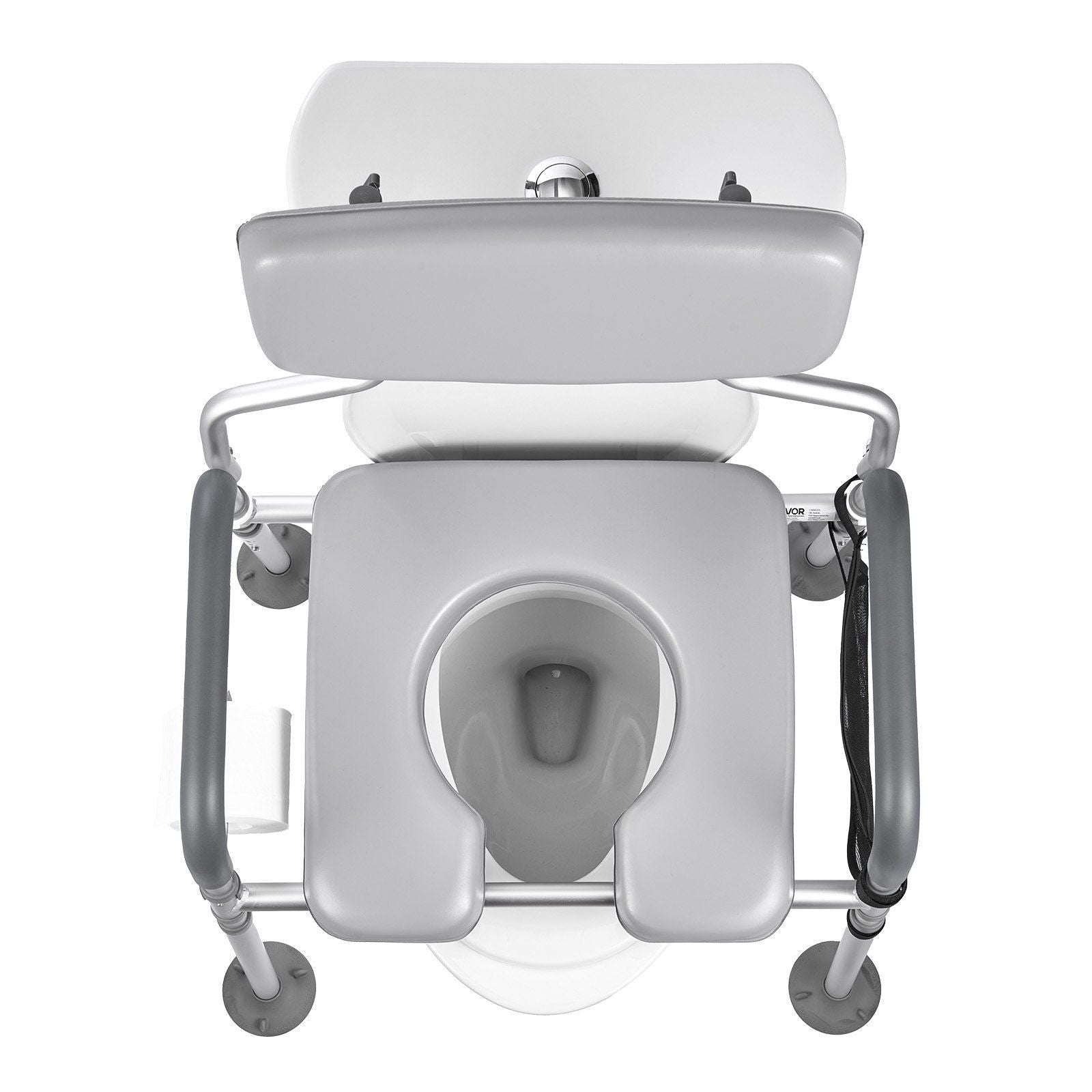 Bedside Commode Chair, 227 kg Capacity, 4-in-1 Portable Toilet and Raised Toilet Seat with Padded Seat & Backrest, Detachable 5L Bucket, Adjustable Height & Width Adult Potty Chair for Seniors