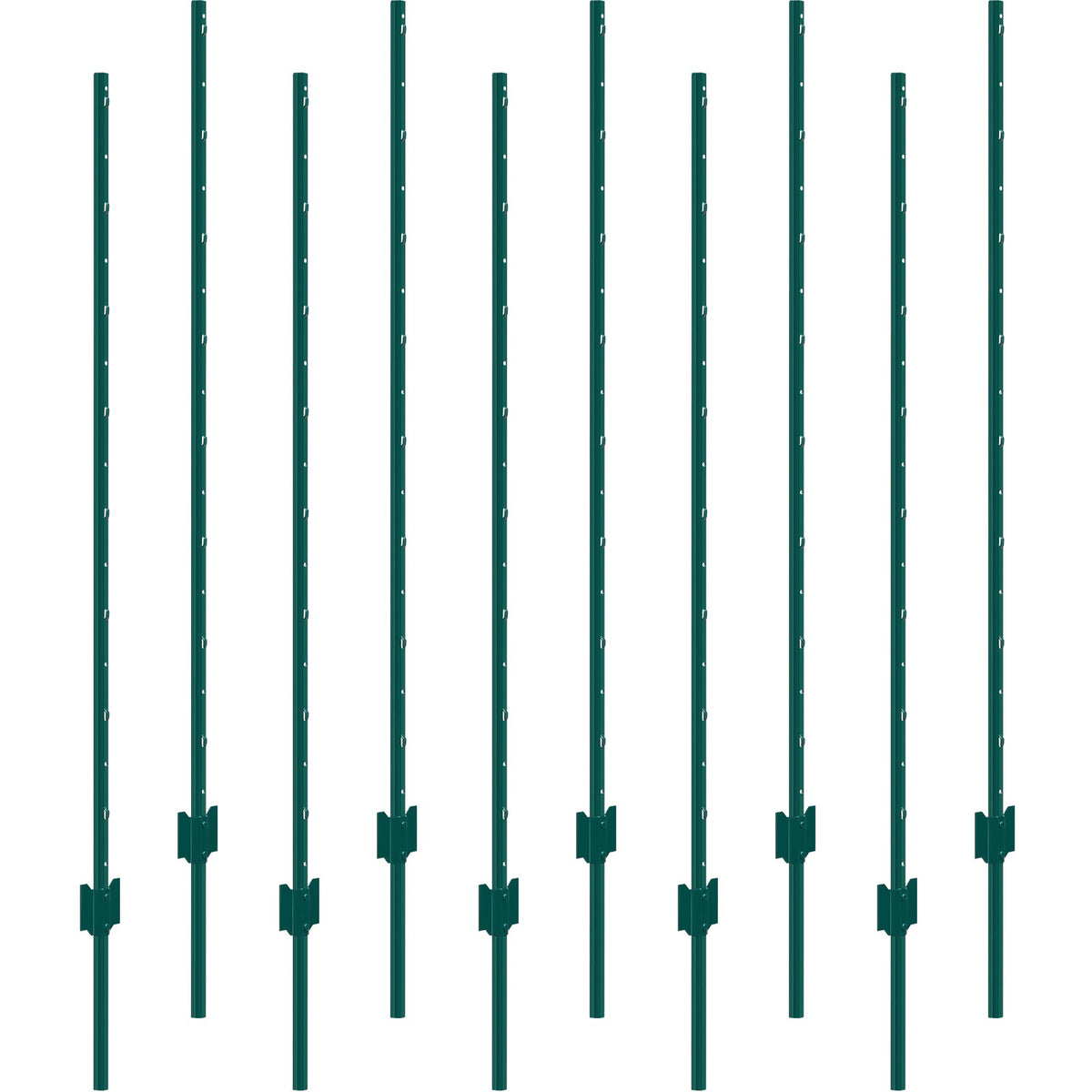 VEVOR 5 Feet Fence Post 10 Pack T-Post Heavy Duty Metal Fence Posts Green