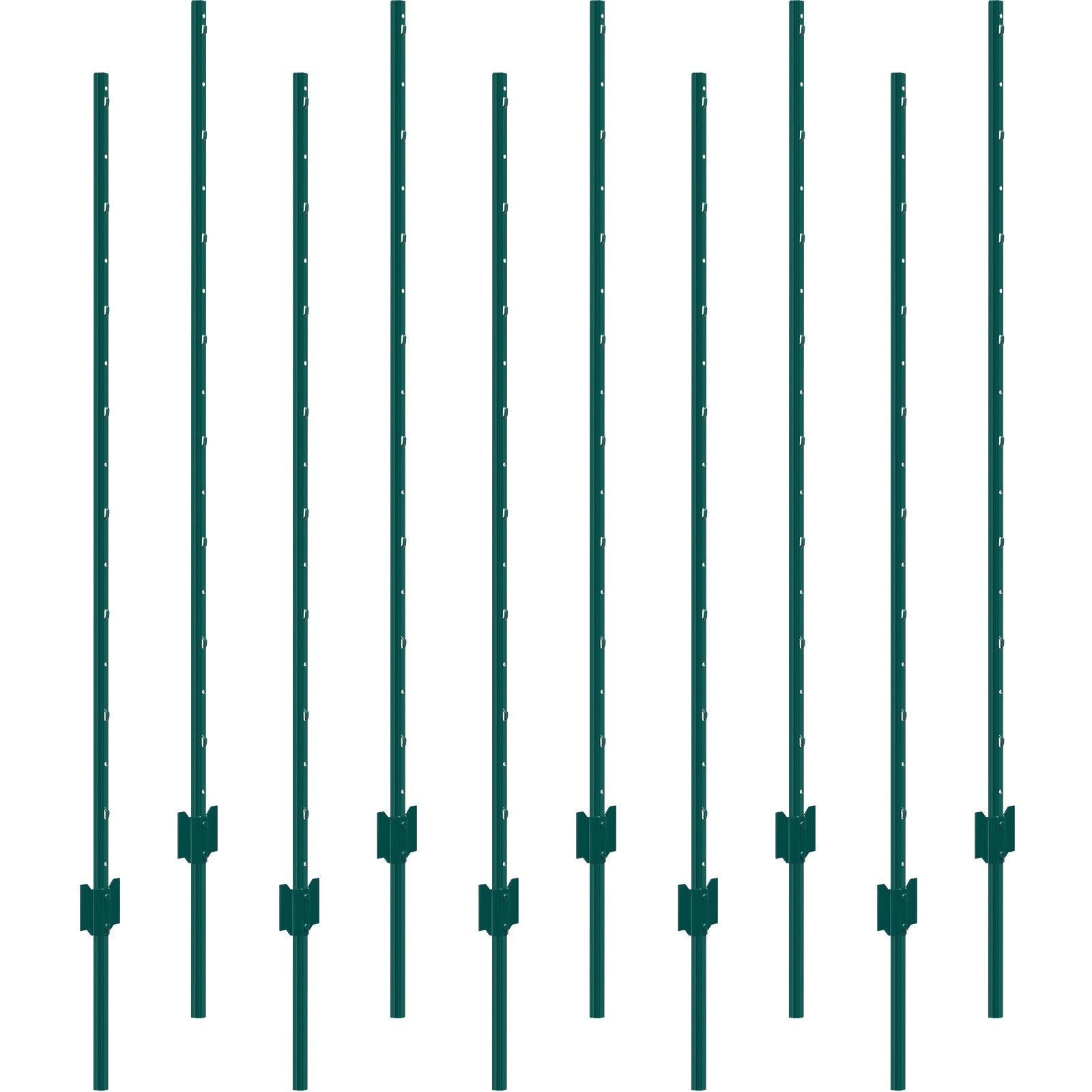VEVOR 5 Feet Fence Post 10 Pack T-Post Heavy Duty Metal Fence Posts Green