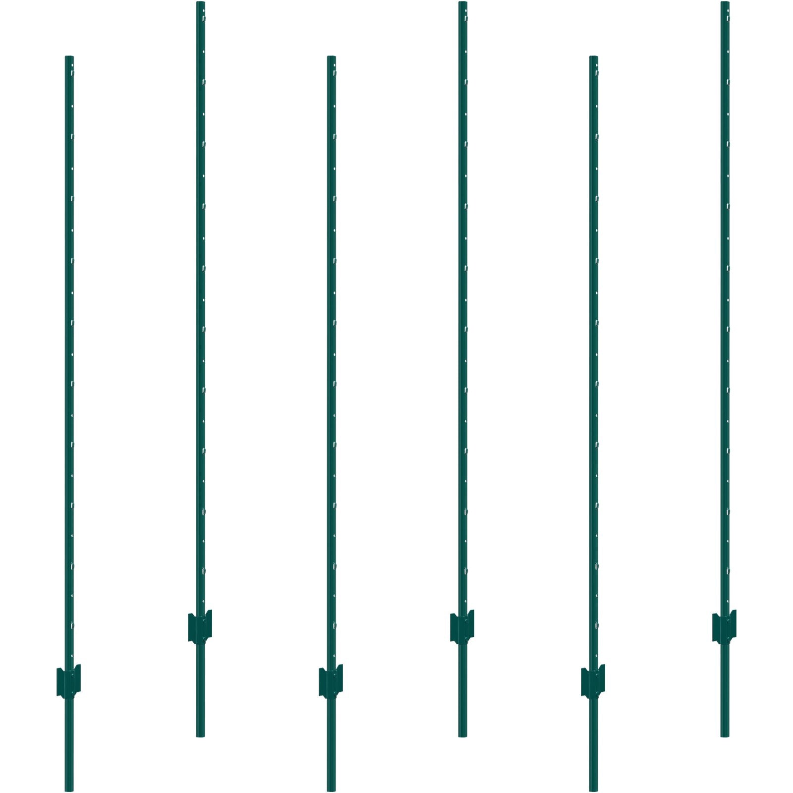 VEVOR 6 Feet Fence Post 6 Pack T-Post Heavy Duty Metal Fence Posts Green