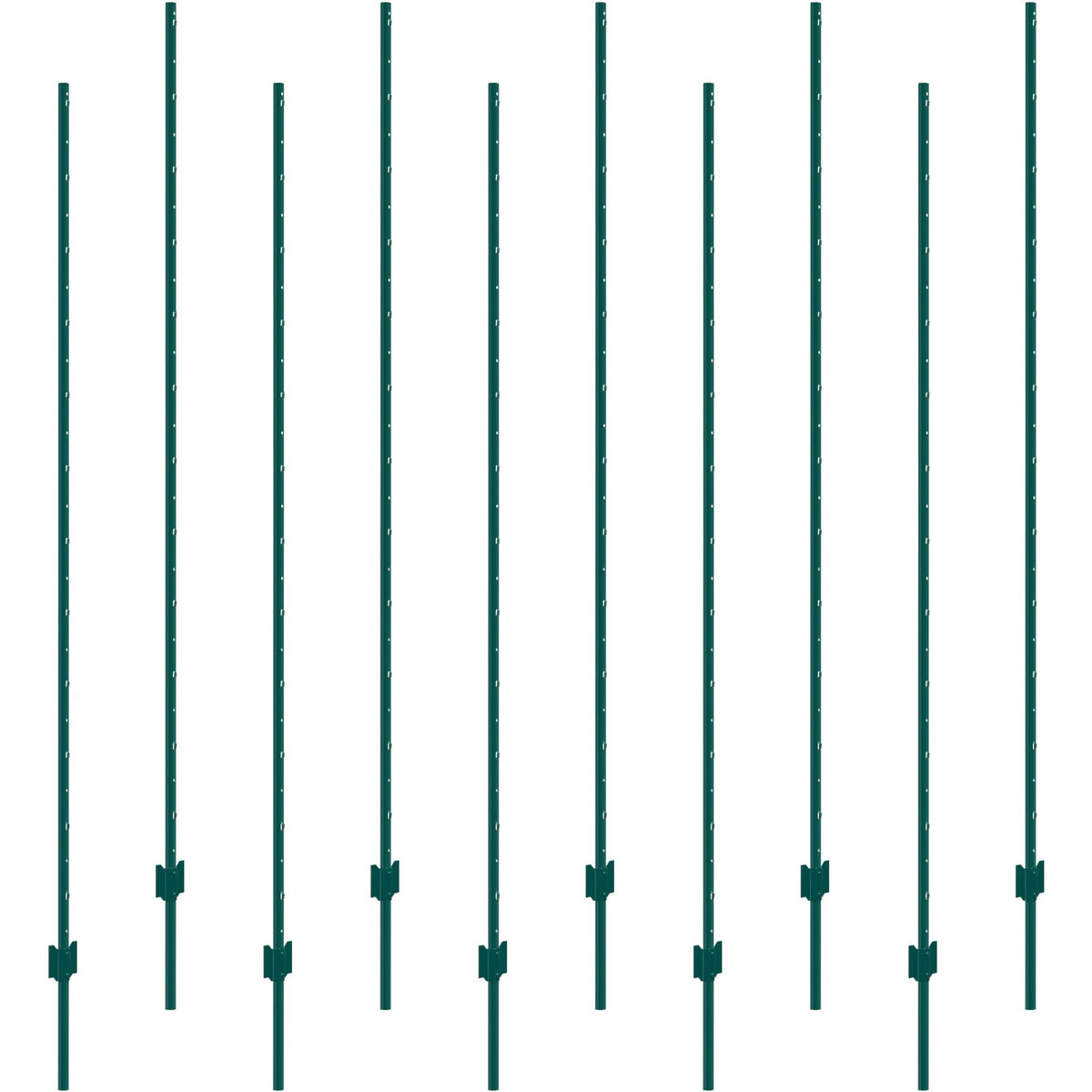VEVOR 7 Feet Fence Post, 10 Pack U-Channel Heavy Duty Metal Fence Posts, Sturdy Steel Fence Stakes for Garden Yard, Lawn, Farms and Outdoor Wire Fencing, Green