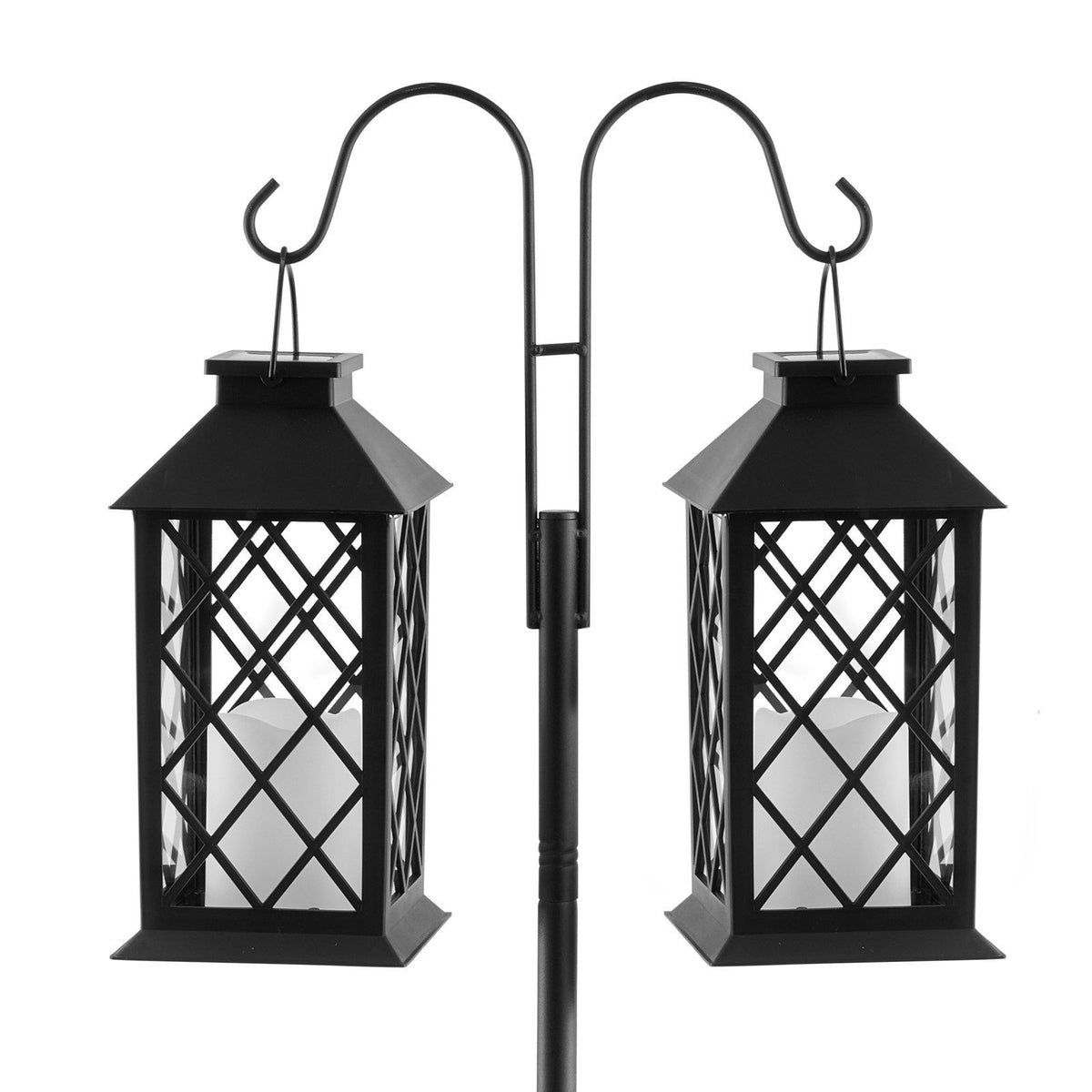 Double Shepherds Hooks for Outdoor, 8 Pack 1560 mm Heavy Duty Bird Feeder Pole, 19 mm Thick Garden Hooks for Hanging Hummingbird Feeder, Plant Baskets, Solar Light Lanterns,Wind Chimes