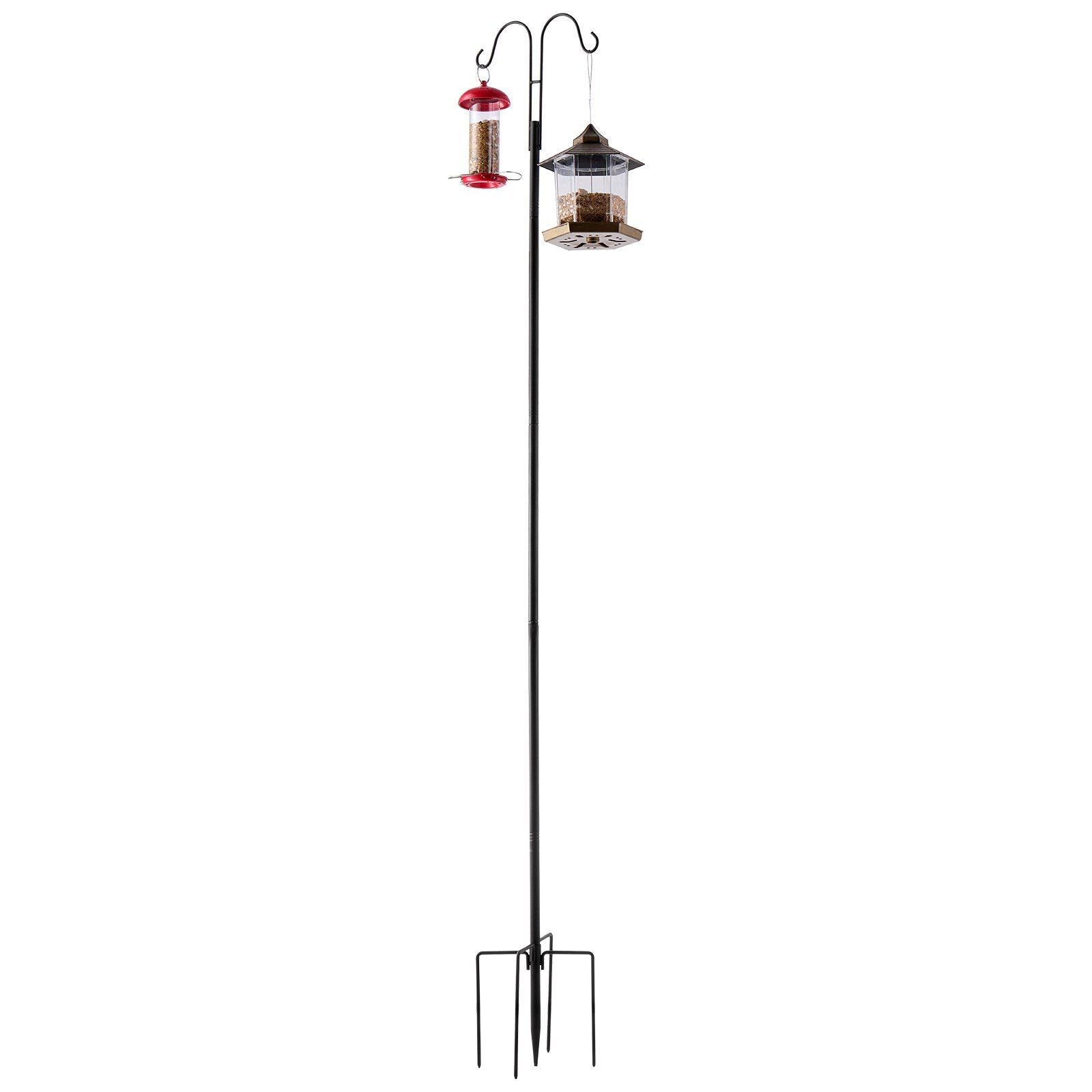 Double Shepherds Hooks for Outdoor, 8 Pack 1950 mm Heavy Duty Bird Feeder Pole, 19 mm Thick Garden Hooks for Hanging Hummingbird Feeder, Plant Baskets, Solar Light Lanterns,Wind Chimes