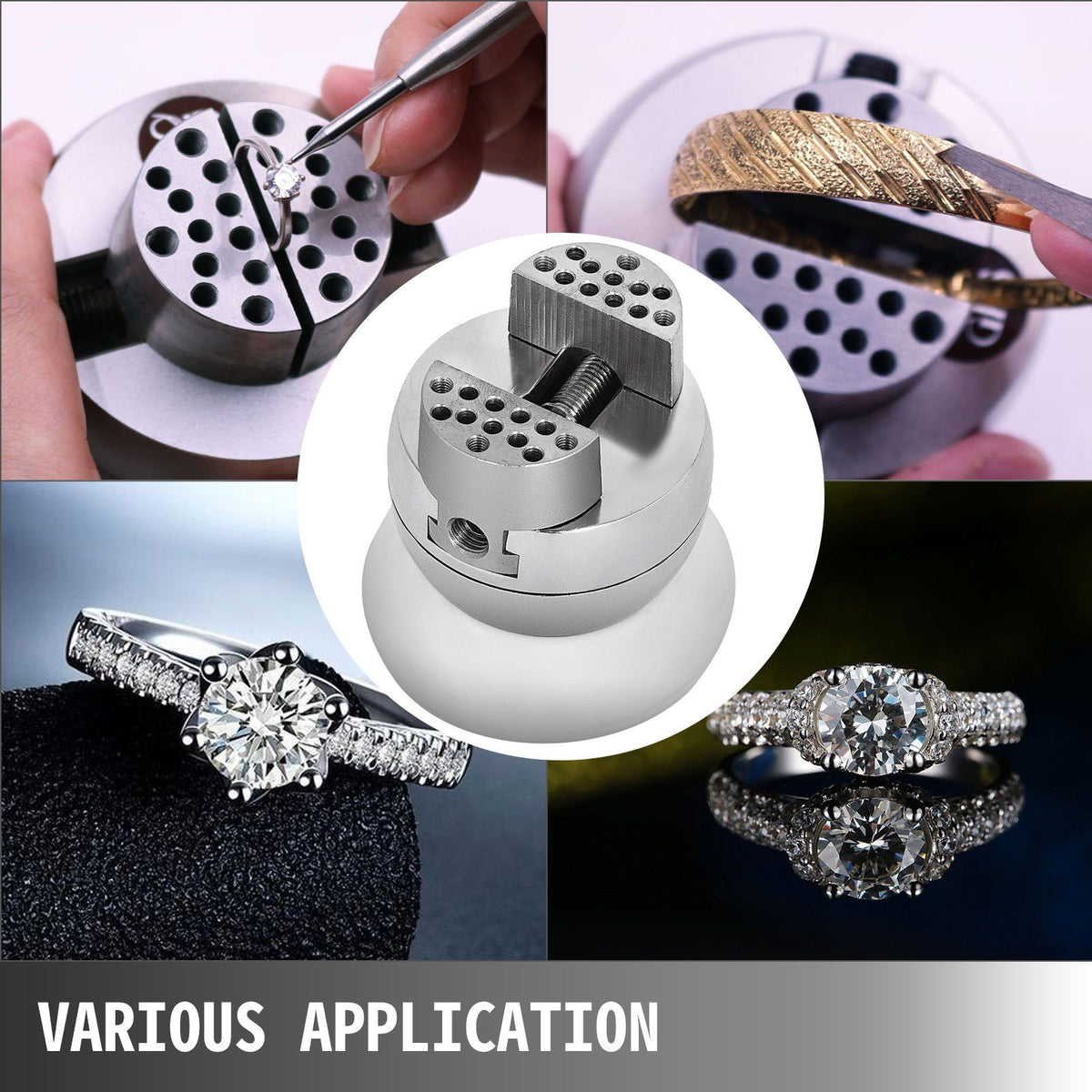 Ball Vise, 3" Engraving Setting Tool, 360° Rotation Engraving Block Vise, 30 PCS Attachment Jewelry Engraving Block Tools Standard Block for Gemstone Inlay and Small-Scale Engraving