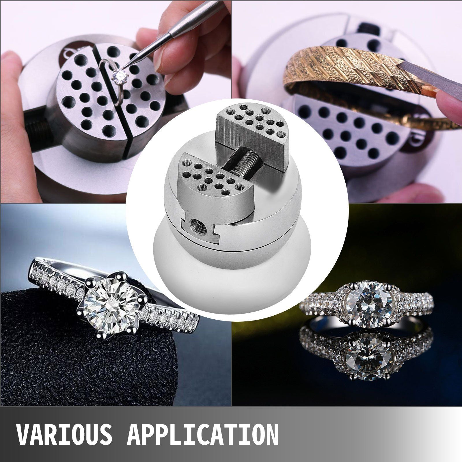 Ball Vise, 3" Engraving Setting Tool, 360° Rotation Engraving Block Vise, 30 PCS Attachment Jewelry Engraving Block Tools Standard Block for Gemstone Inlay and Small-Scale Engraving