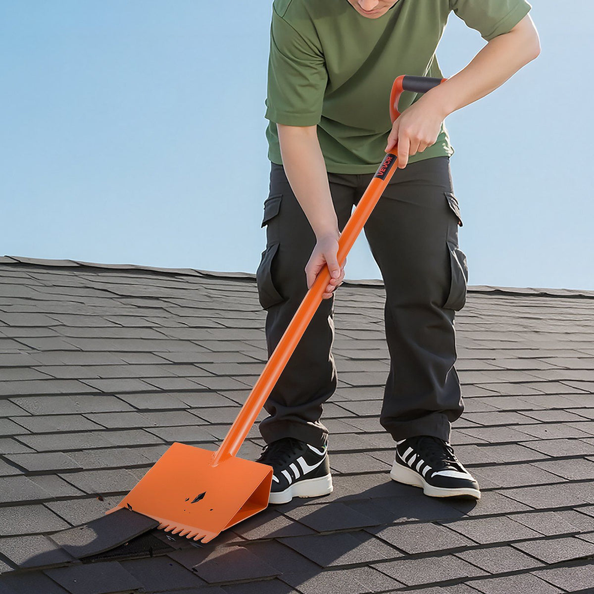 Shingle Shovel 2 Pack, D-Grip Handle Shingle Roof Ripper, High Hardness 45# Steel & Lightweight Easy Tearing Off Roofing & Nails Tool, ideal for Commercial and Residential Use,Orange