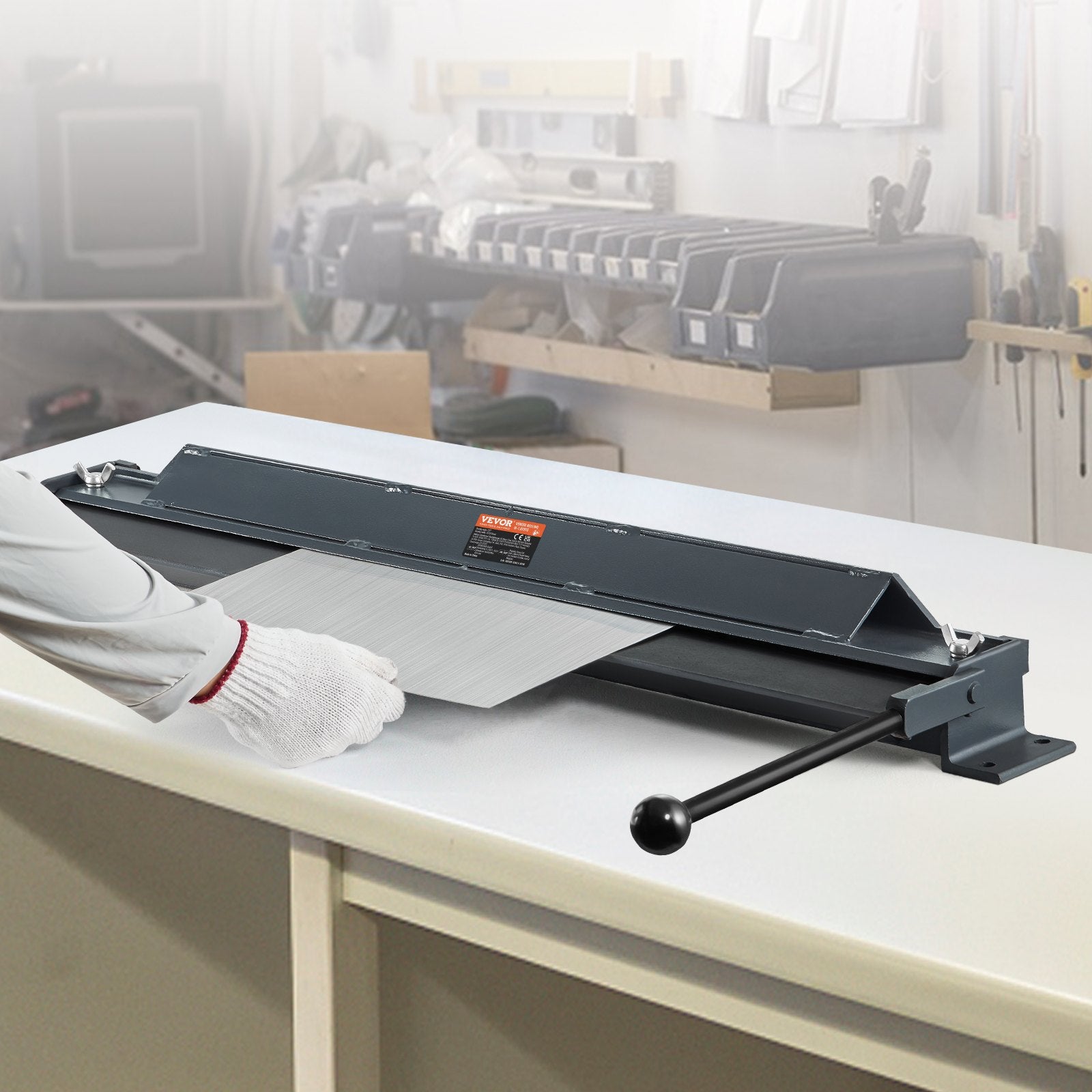 VEVOR Box and Pan Brake, 910 ± 10 mm, 0-130 Degrees Sheet Metal Bending Brake, Portable Mini Metal Bender with 20 Gauge Low Carbon Steel 14 Gauge Aluminum Capacity Power Handle, for Metal Bending
