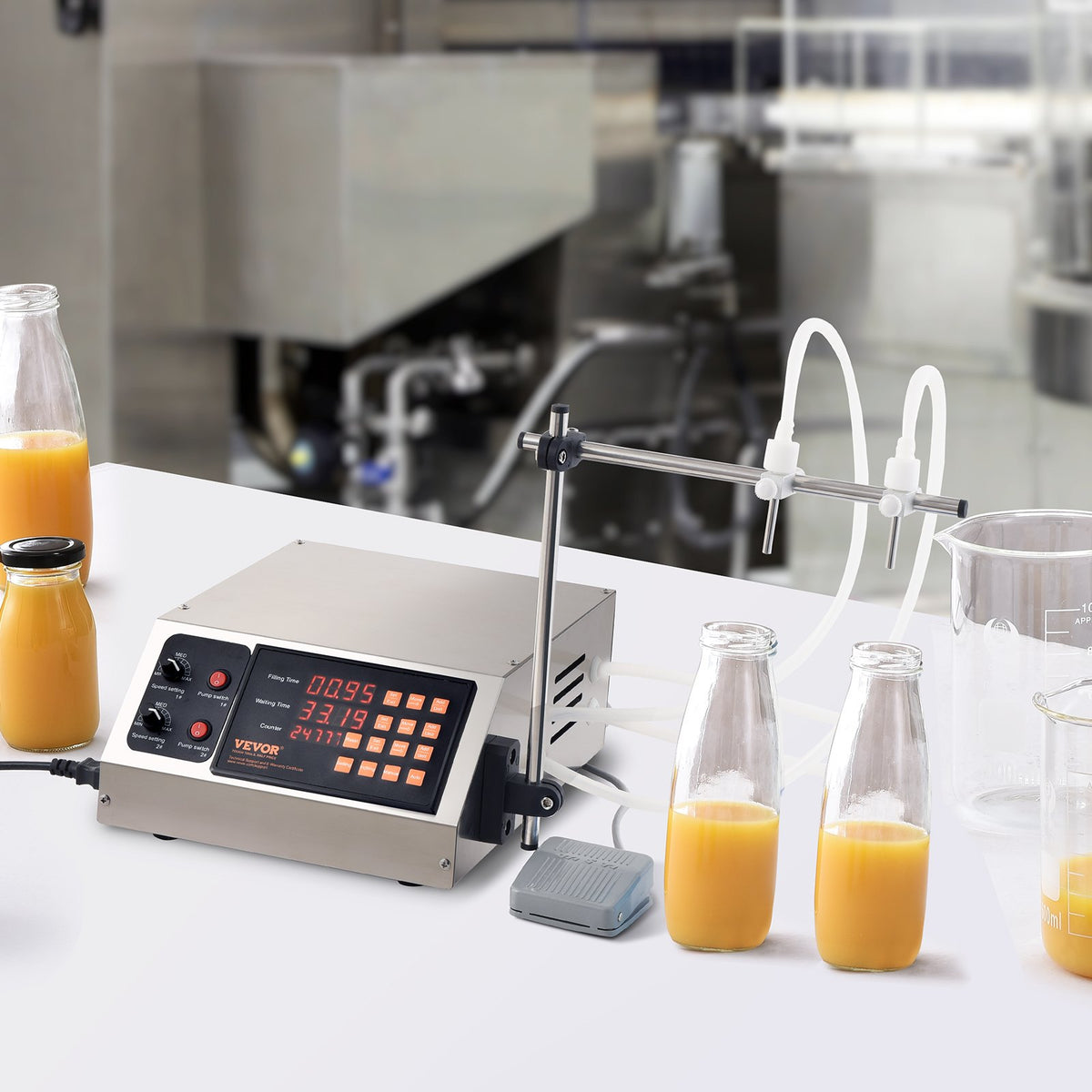 VEVOR Liquid Filling Machine, 10-4000ml Filling Capacity, Automatic Bottle Filler Machine Bottling Machine Digital Control for Milk, Water, Wine, Beverage, Soy Sauce, Vinegar, Alcohol (Double Nozzle)
