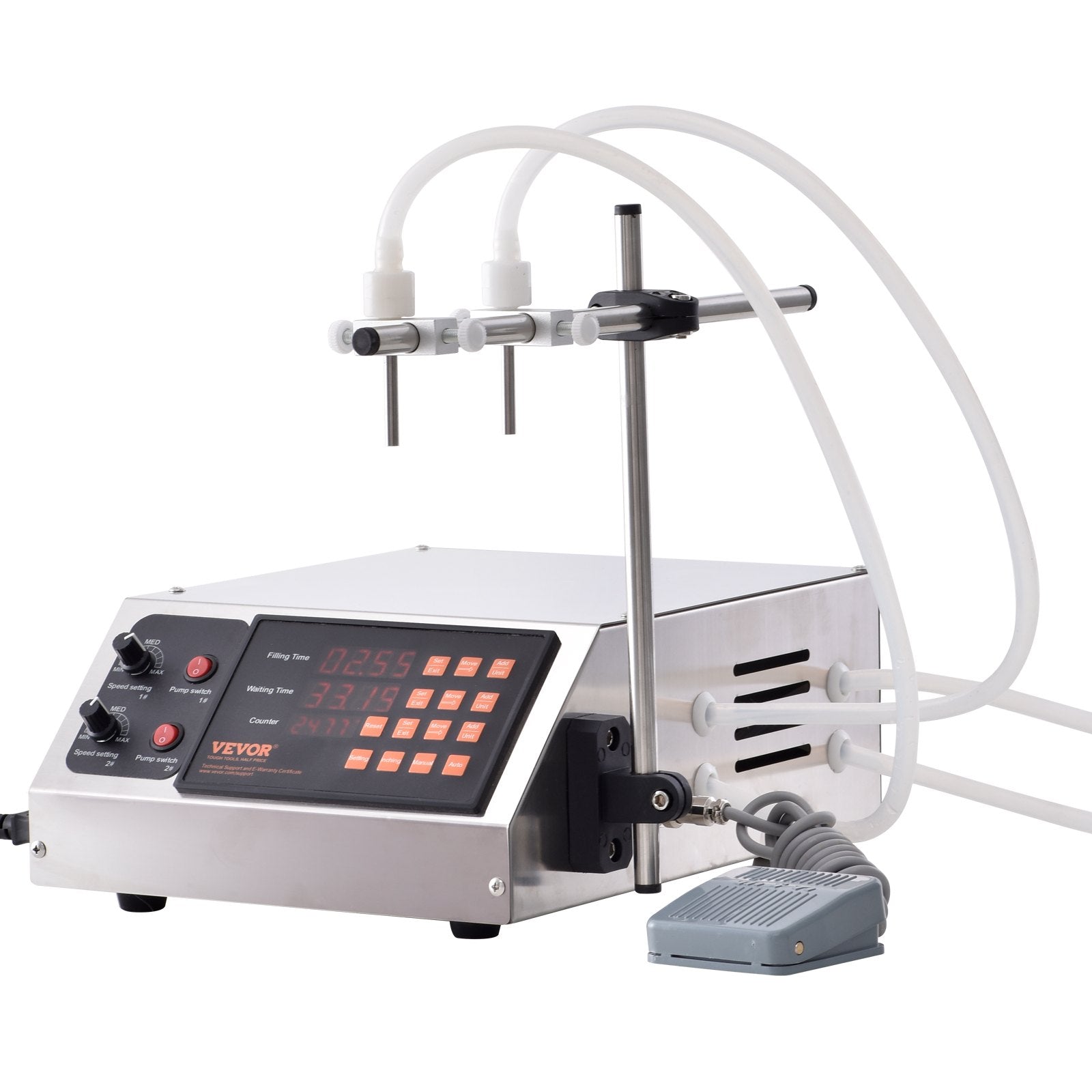 VEVOR Liquid Filling Machine, 10-4000ml Filling Capacity, Automatic Bottle Filler Machine Bottling Machine Digital Control for Milk, Water, Wine, Beverage, Soy Sauce, Vinegar, Alcohol (Double Nozzle)