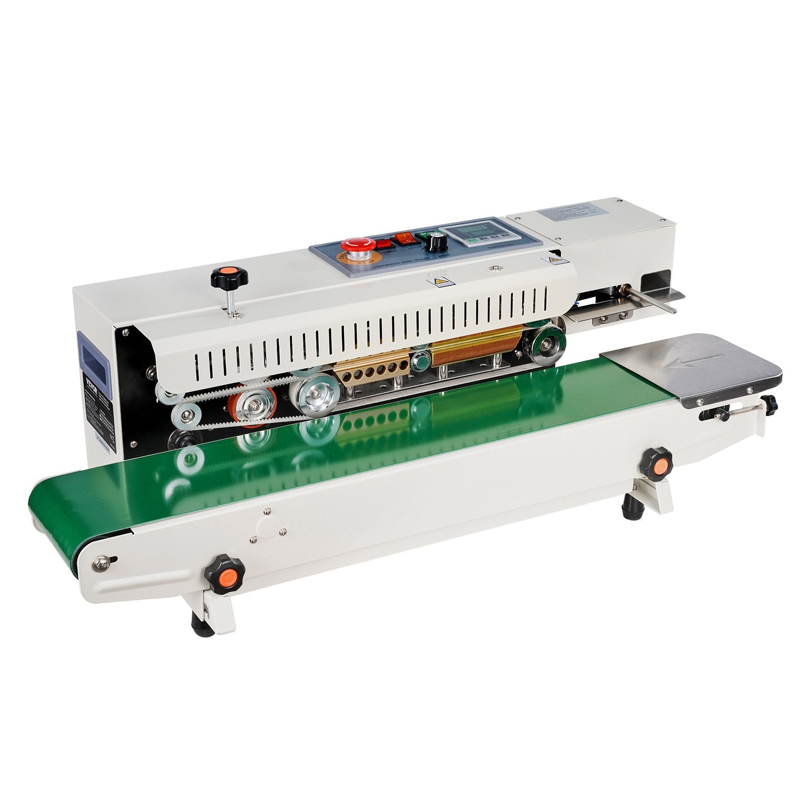 VEVOR Continuous Bag Band Sealing Machine, 6-12 mm Seal Width, Horizontal Band Sealer Machine with Digital Temperature Control, Bag Sealer for 0.02-0.8 mm Plastic Bags Films with Inflation Function