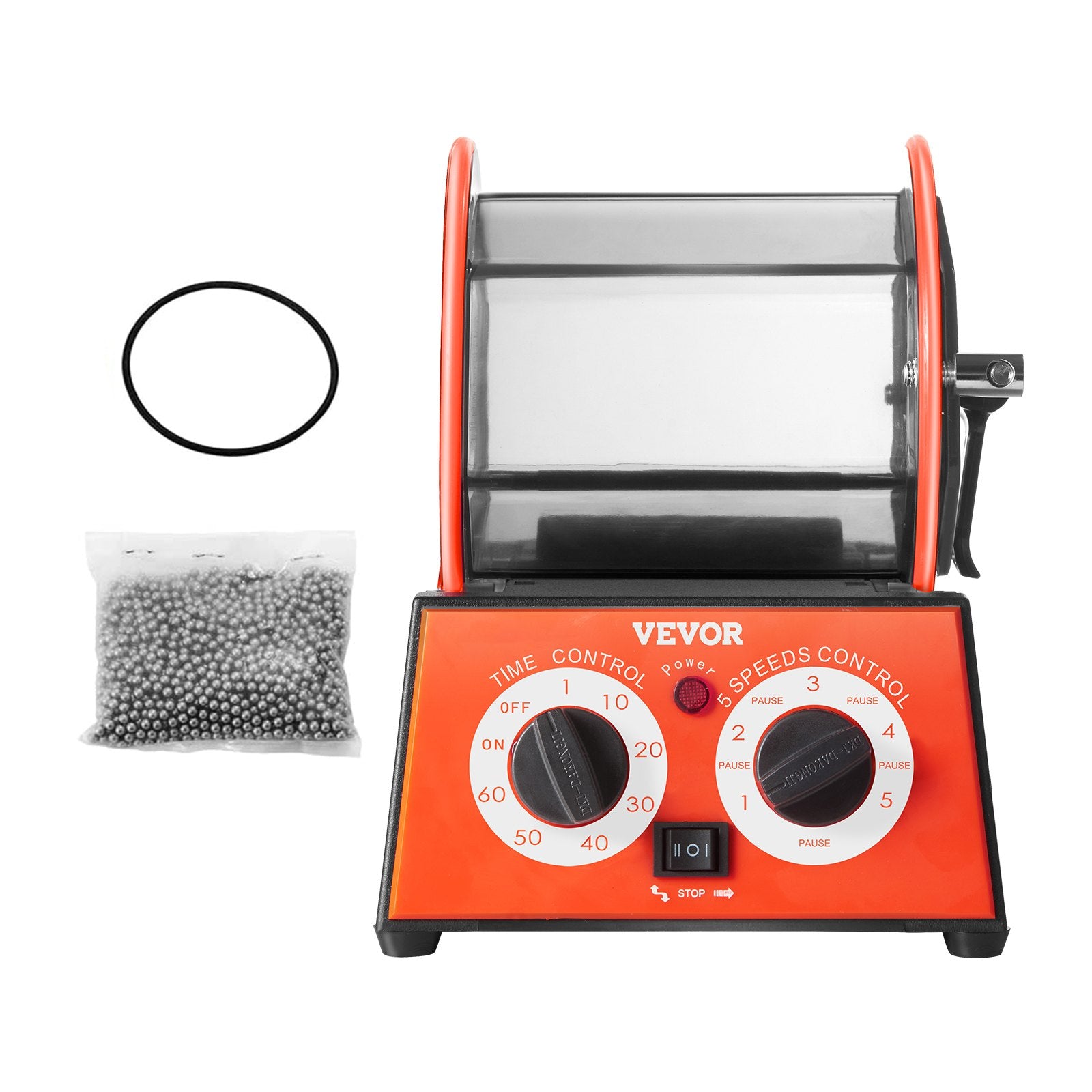 VEVOR Jewelry Polisher Tumbler, 11lbs/5kg Capacity Mini Rotary Tumbler Machine with 0-60 Minutes Timer, 5 Speeds Jewelry Rotary Finisher for Surface Polishing Grinding Buffing Gemstones Jewels Coins