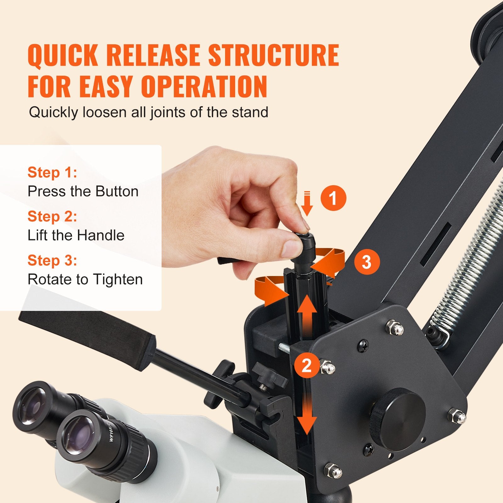 VEVOR Multi-Directional Microscope with Spring Bracket, 7X-45X Magnification Jewelry Microscope, Micro Jewelry Inlaid Stand with Integrated USB Ring LED Light and 360° Ball Vise, for Jewelry Inlay
