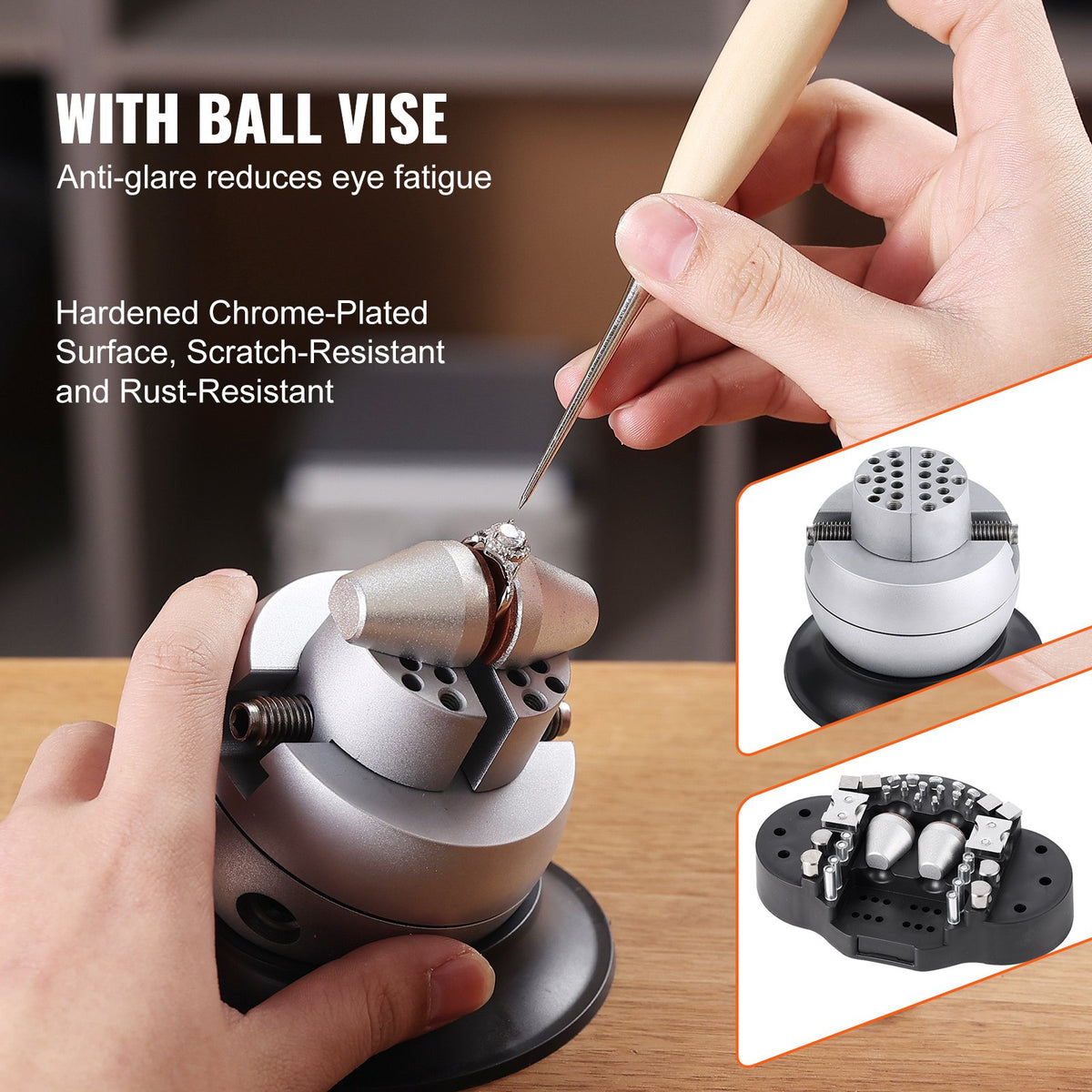 VEVOR Multi-Directional Microscope with Spring Bracket, 7X-45X Magnification Jewelry Microscope, Micro Jewelry Inlaid Stand with Integrated USB Ring LED Light and 360° Ball Vise, for Jewelry Inlay