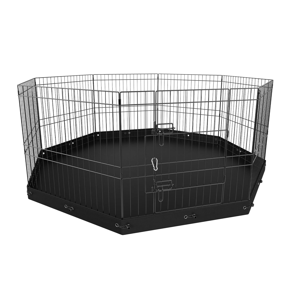 VEVOR Dog Playpen, 8 Panels Foldable Metal Dog Exercise Pen with Bottom Pad, 24&quot; H Pet Fence Puppy Crate Kennel with Ground Stakes, Indoor Outdoor Dog Pen for Small Medium Pets, for Camping, Yard