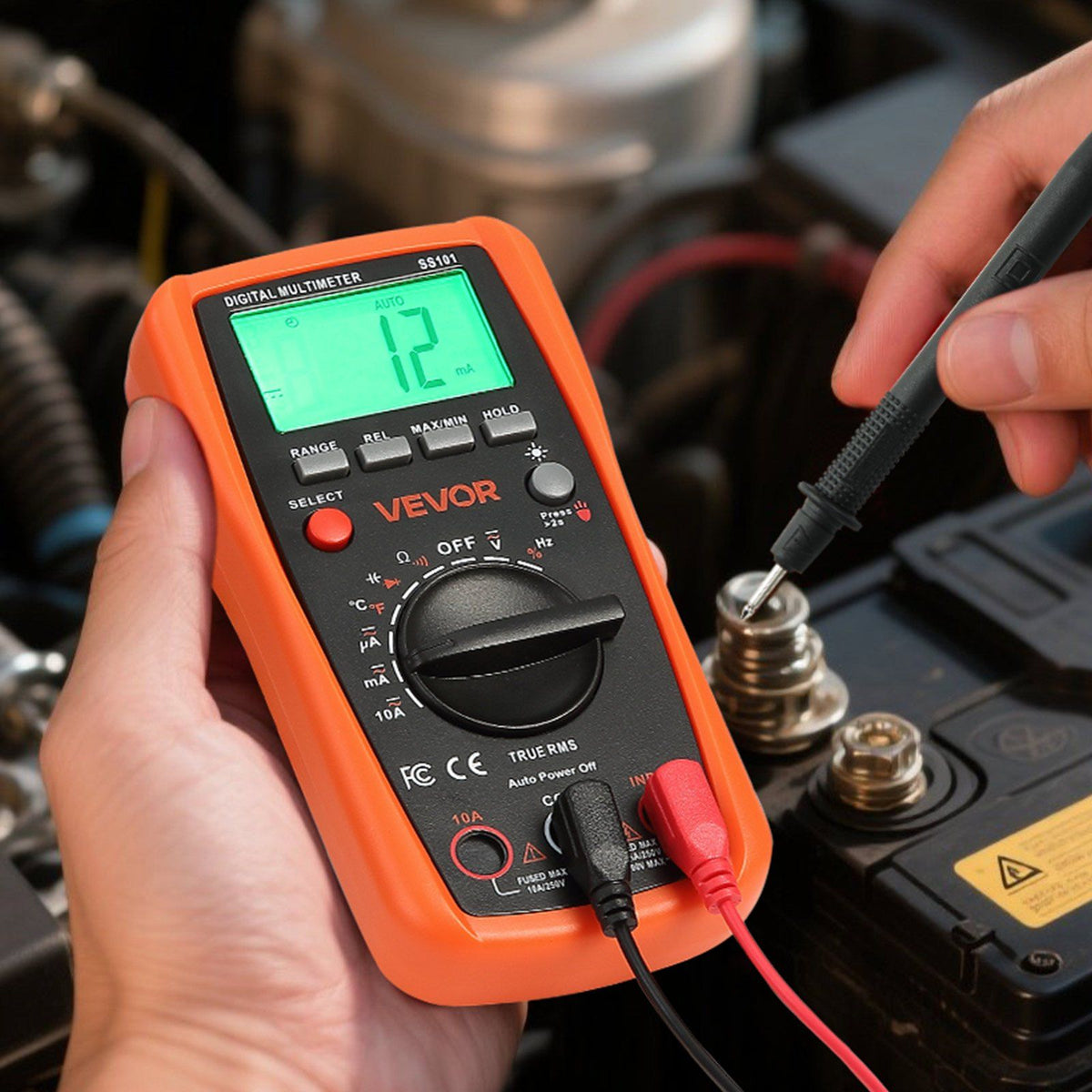 Digital Multimeter, 4000-Count TRMS DC/AC Voltmeter Current Tester, Auto-Ranging Multimeter for Current Voltage Resistance Capacitance Temperature Diodes Continuity Duty-Cycle Measurments