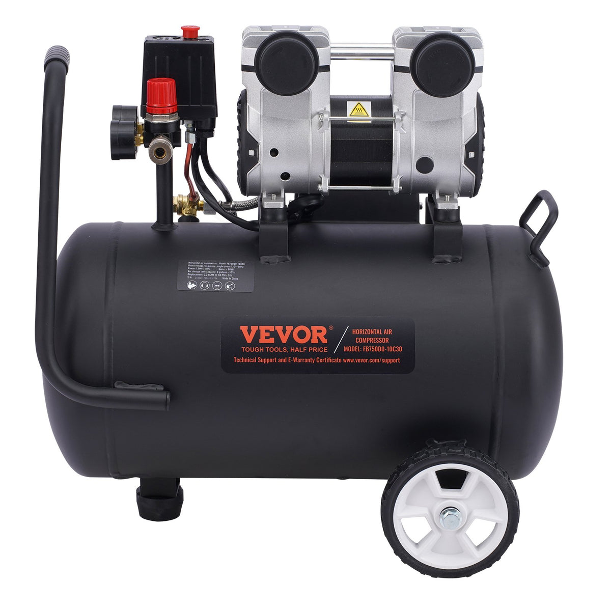 VEVOR Air Compressor Compact Portable Oil Free Compressor 30L 90 PSI