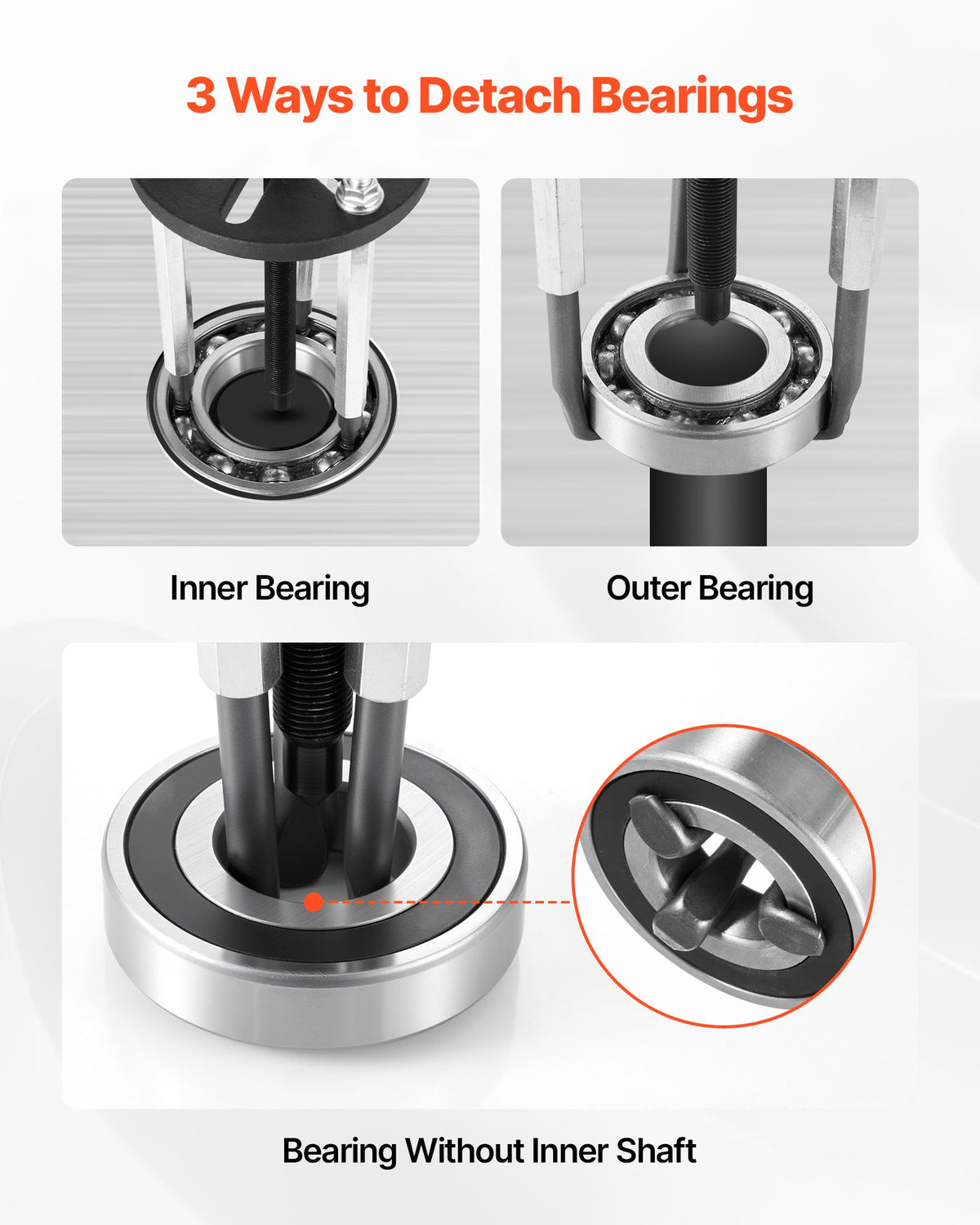 VEVOR 21-in-1 Bearing Puller Set, 21 PCS 3-Jaw Hook Puller for Internal External Bearings and Bearing Without Inner Shaft, Multifunctional Bearing Removal Tool with Heavy Duty Portable Storage Case