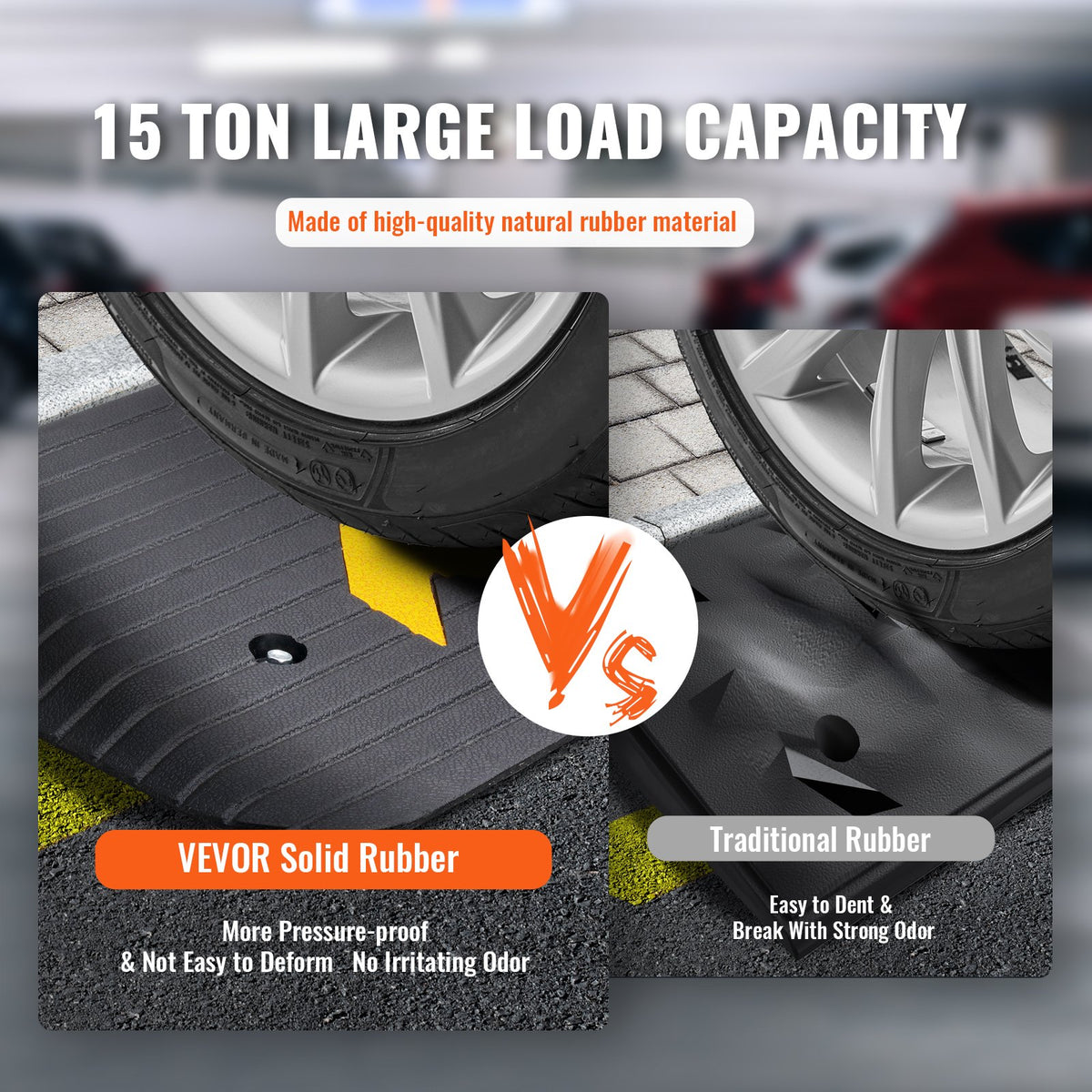 VEVOR Rubber Threshold Ramp, 5 cm Rise Threshold Ramp Doorway, Recycled Rubber Power Threshold Ramp Rated 15 tons Load Capacity, Non-Slip Surface Rubber Solid Threshold Ramp for Wheelchair and Scooter