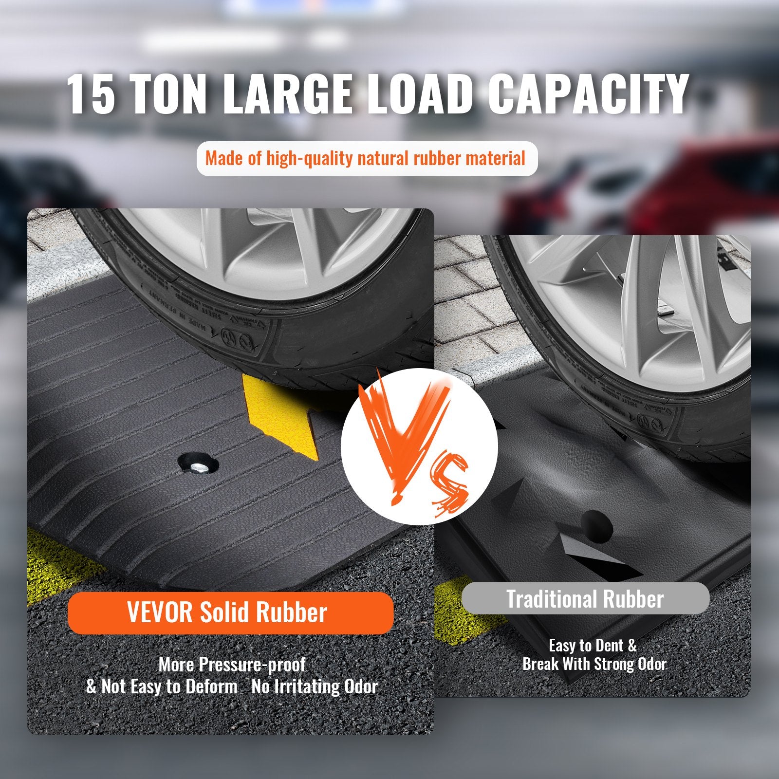 VEVOR Rubber Threshold Ramp, 5 cm Rise Threshold Ramp Doorway, Recycled Rubber Power Threshold Ramp Rated 15 tons Load Capacity, Non-Slip Surface Rubber Solid Threshold Ramp for Wheelchair and Scooter