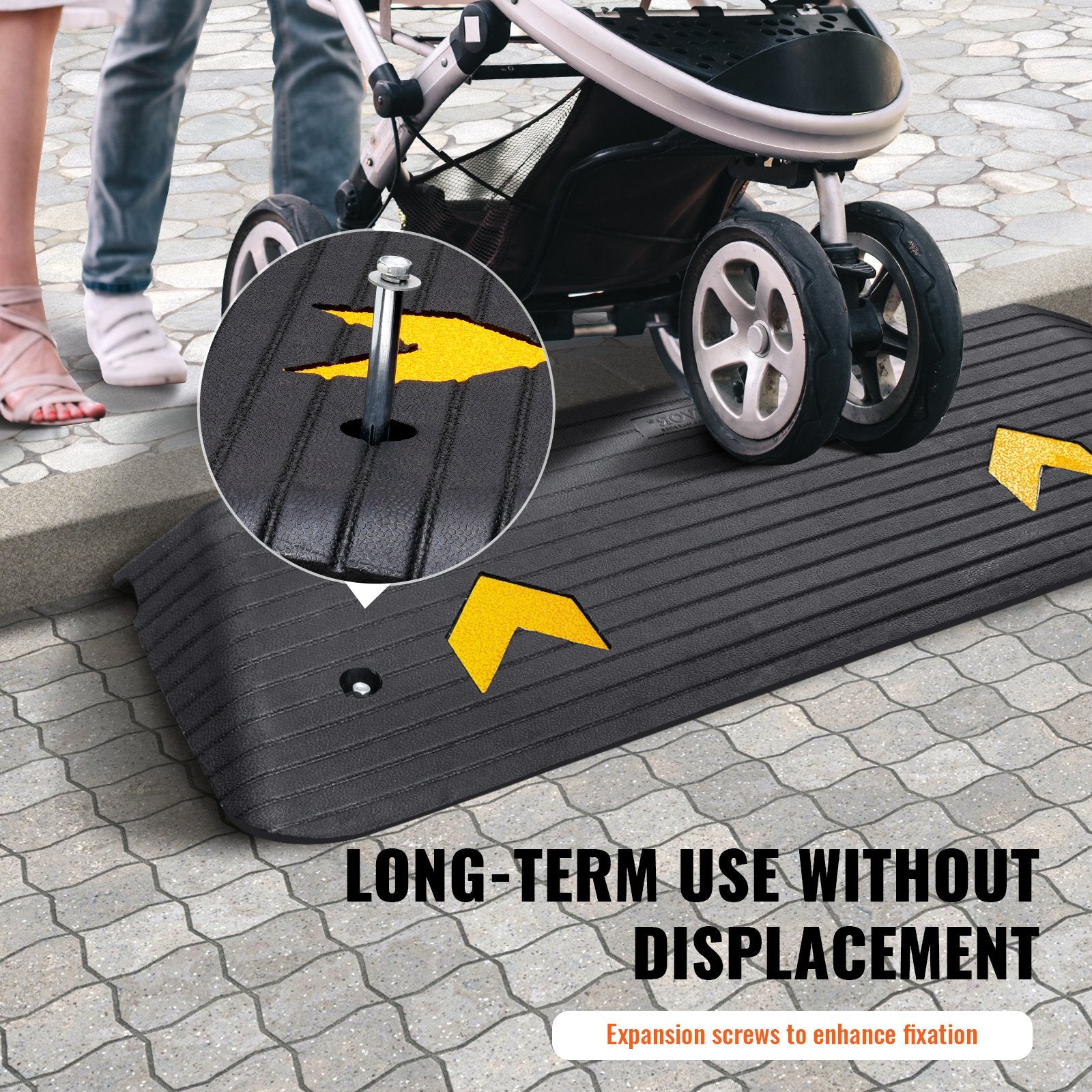 VEVOR Rubber Threshold Ramp, 5 cm Rise Threshold Ramp Doorway, Recycled Rubber Power Threshold Ramp Rated 15 tons Load Capacity, Non-Slip Surface Rubber Solid Threshold Ramp for Wheelchair and Scooter