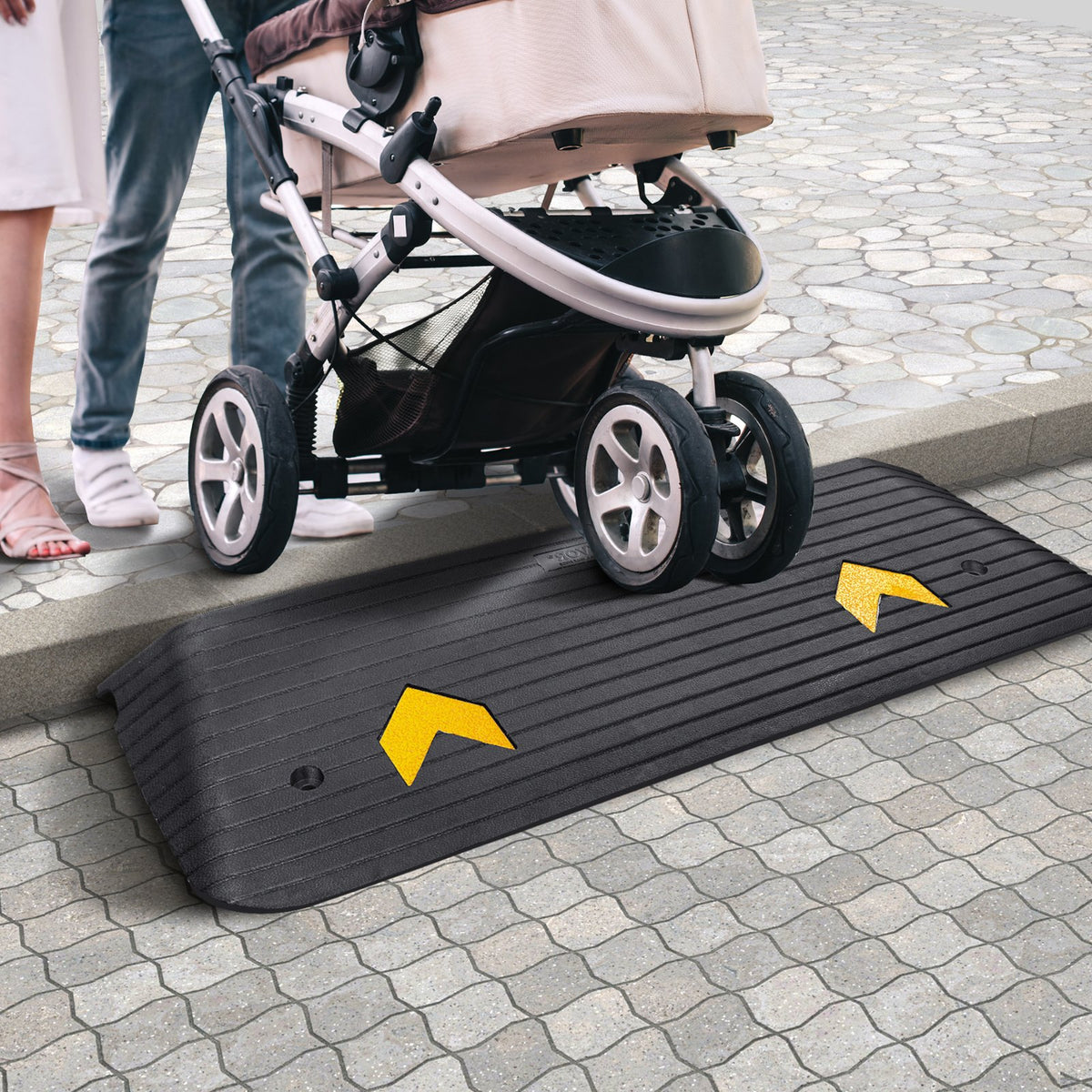 VEVOR Rubber Threshold Ramp, 5 cm Rise Threshold Ramp Doorway, Recycled Rubber Power Threshold Ramp Rated 15 tons Load Capacity, Non-Slip Surface Rubber Solid Threshold Ramp for Wheelchair and Scooter