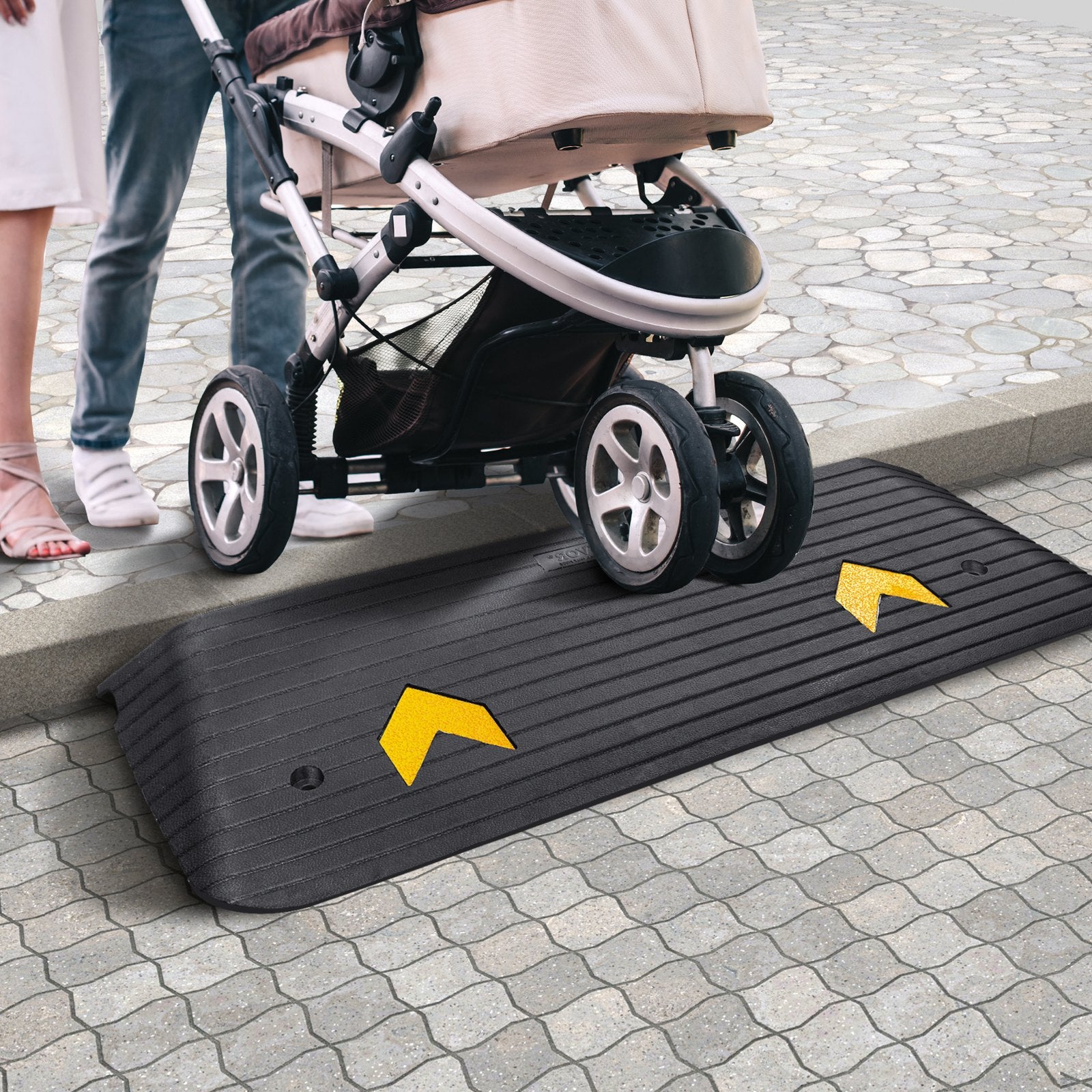 VEVOR Rubber Threshold Ramp, 5 cm Rise Threshold Ramp Doorway, Recycled Rubber Power Threshold Ramp Rated 15 tons Load Capacity, Non-Slip Surface Rubber Solid Threshold Ramp for Wheelchair and Scooter