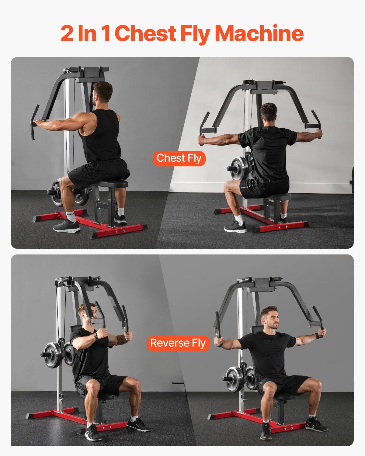 Chest Fly Machine, Upper Body Specialty Machine for Home Gym, Adjustable Fly and Reverse Delt Machine, for Chest, Back, Pectoral, Rear Deltoid and Shoulder Workouts, Hold up to 450LBS