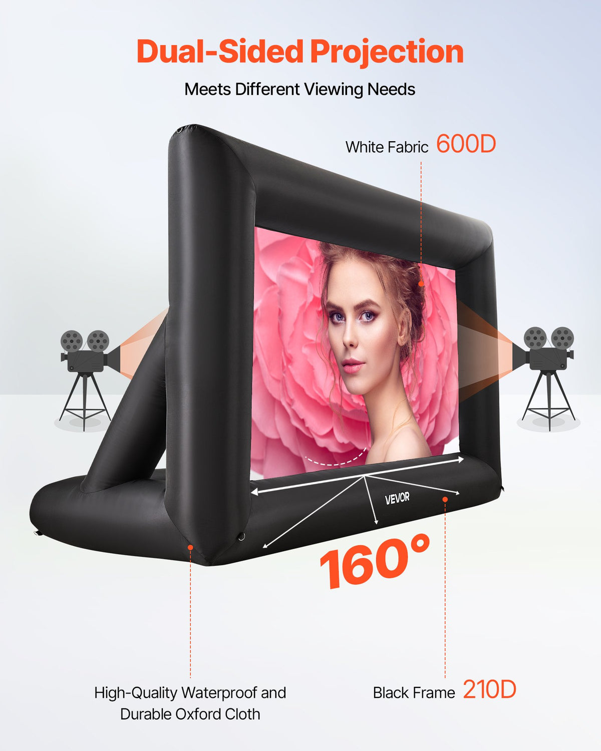 VEVOR 14 ft Inflatable Movie Screen 16:9 600D Movie Projector with Portable Bag