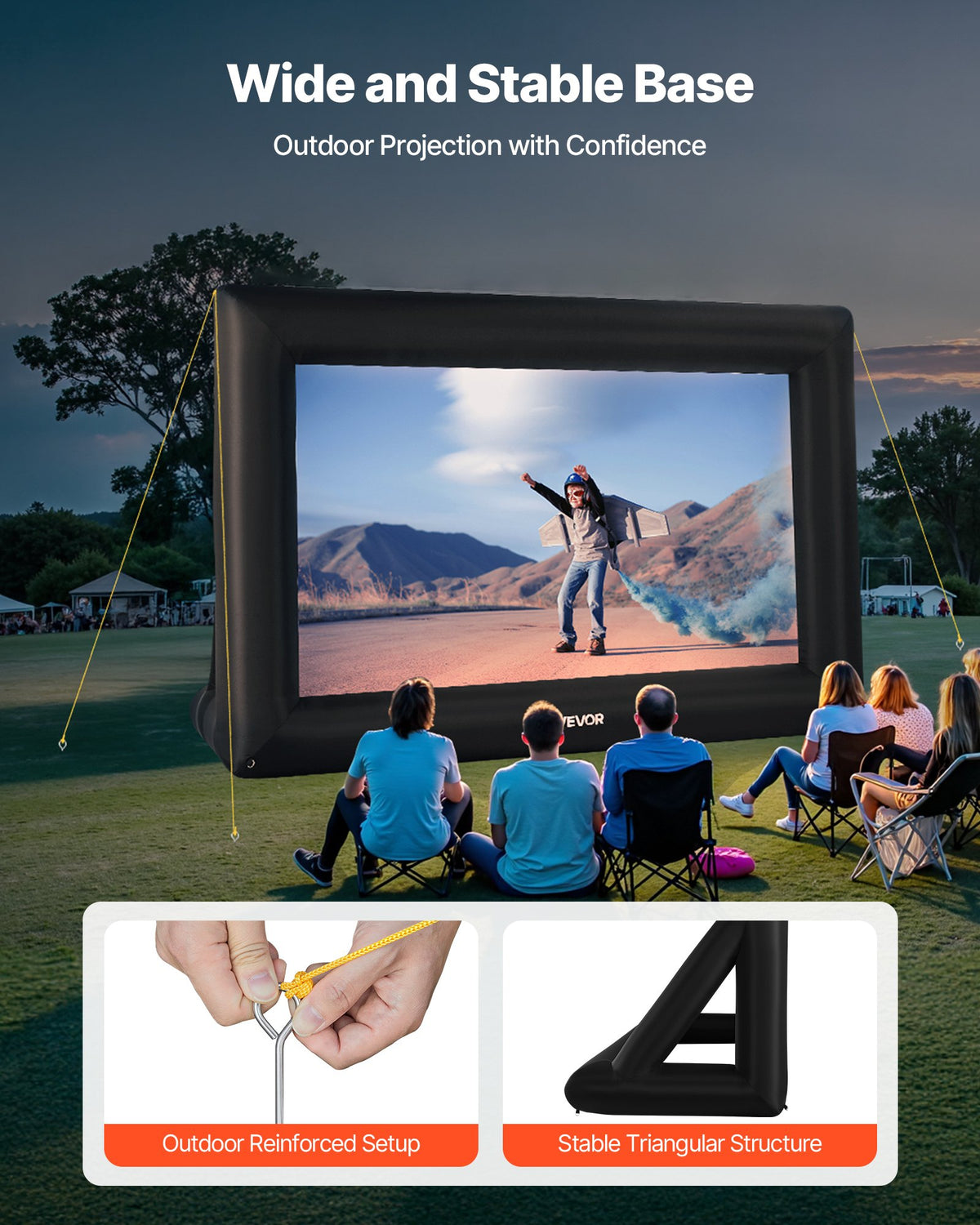 VEVOR 16 ft Inflatable Movie Screen 16:9 600D Movie Projector with Portable Bag