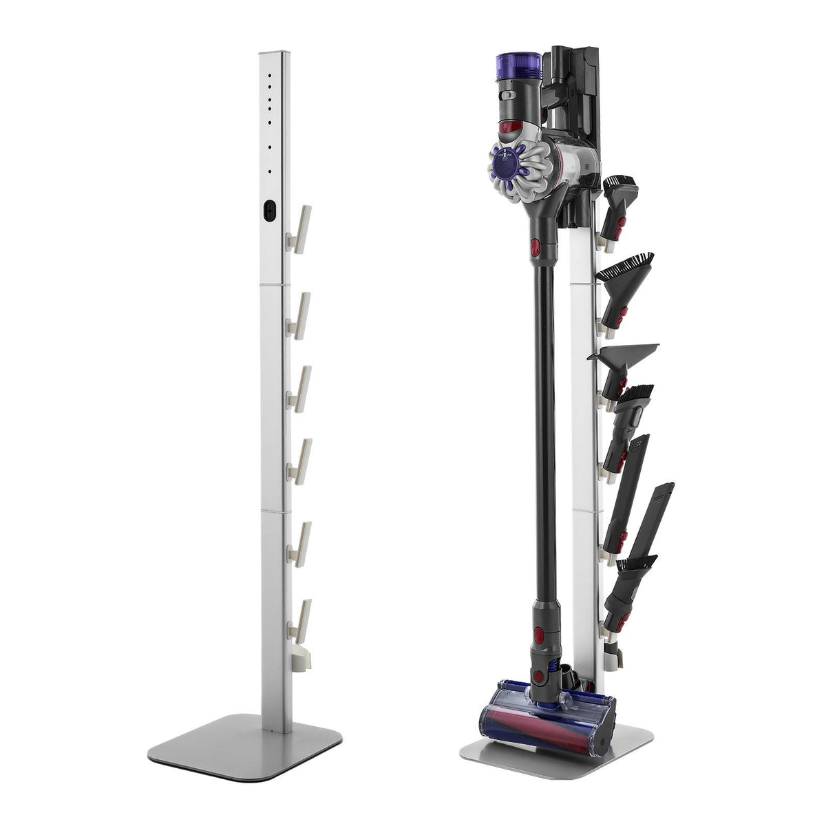 Vacuum Stand, Compatible with Dyson G5 V15 V12 V11 V10 V8 V7 V6 Series Upright Vacuums Cleaners & Accessories, Stable Vacuum Stand Holder with 6 Hooks and Non-slip Footpads, Gray