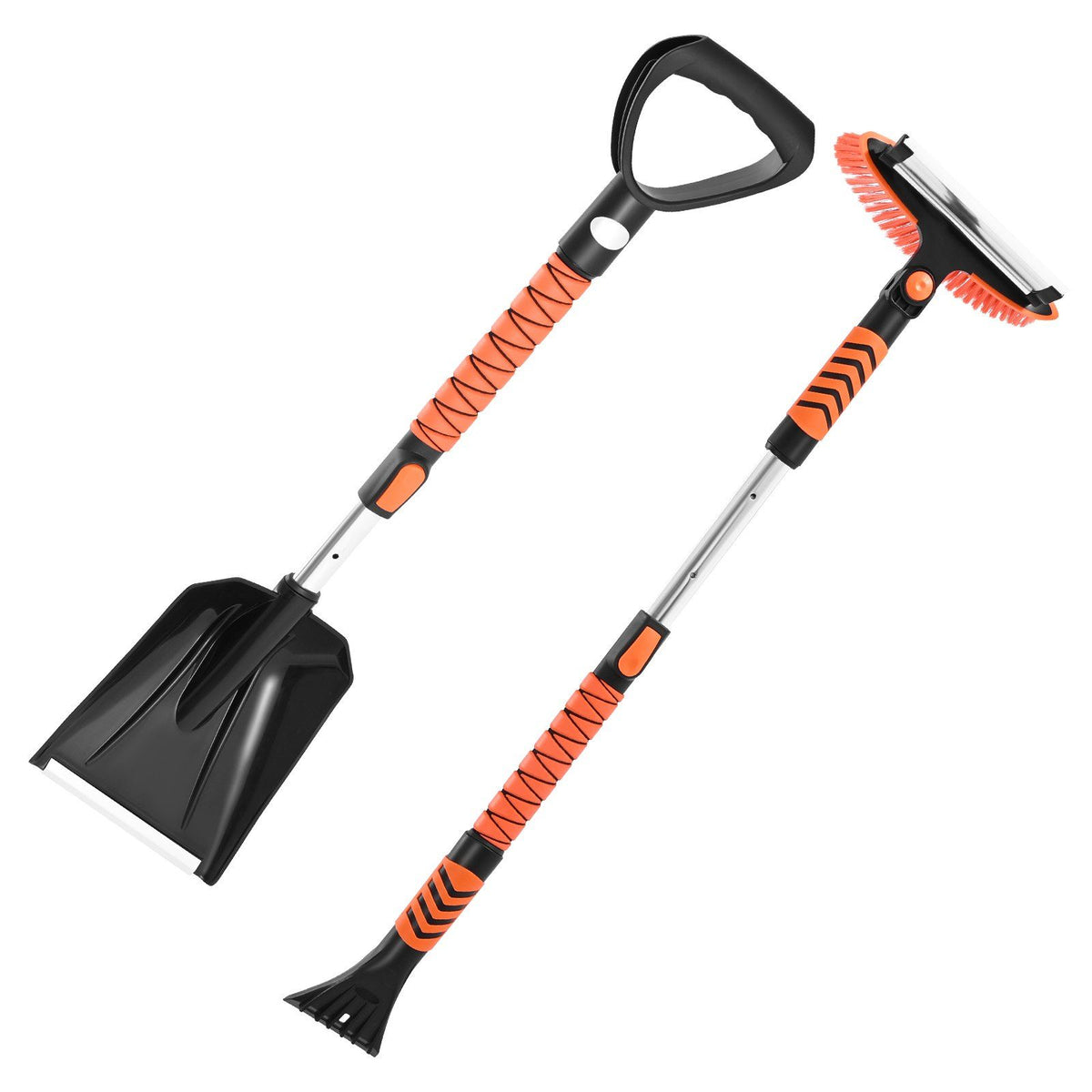 Snow Shovel and Snow Brush, 107cm Extendable Snows Broom &amp; Ice Scraper with 180° Pivoting Brush Head, Non-Slip Grip, Portable Winter Snows Removal Tools for Cars Trucks, SUVs Vehicle