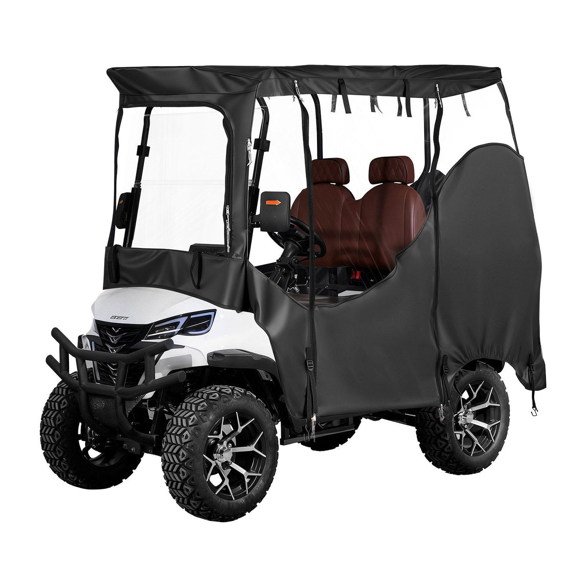Golf Cart Cover, Visible Full-Enclosure 2&amp;2+2 Passenger Golf Cart, 600D Waterproof Oxford Fabric Club Car Cover Fits Most Carts Club Car, Yamaha, EZGO, Honda, PVC Coating &amp; Windproof Hook Design
