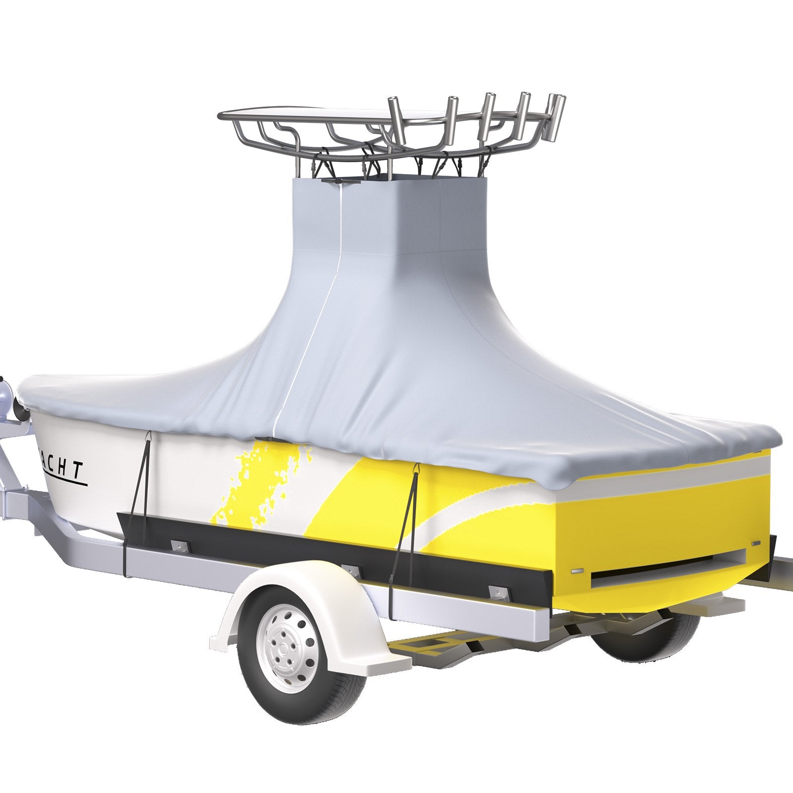 VEVOR T-Top Boat Cover, Fit for 20\'-22\' Boat, Heavy Duty 600D Marine Grade Oxford Hard Top Cover, UV Resistant Waterproof Center Console Boat Cover with 2 Support Poles and 7 Wind-Proof Straps, Gray