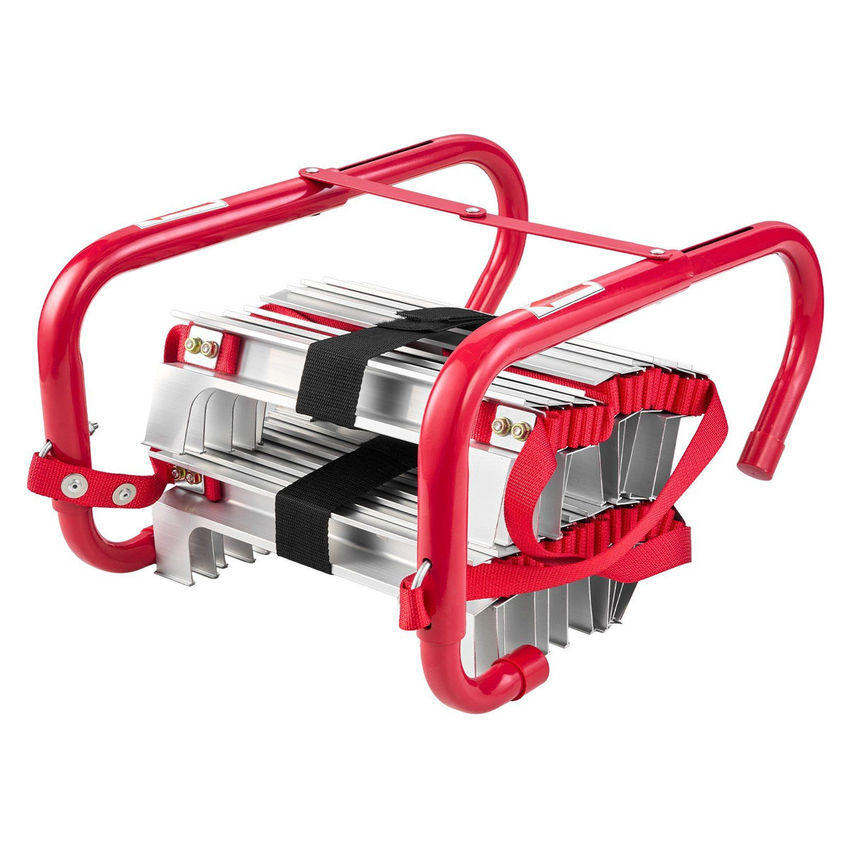 Fire Escape Ladder, 3-Story 7.62m Retractable Emergency Fire Ladder, Lightweight Aluminum Alloy Safety Escape Ladders with Sturdy Polyester Strap, Anti-Slip Rung &amp; Wide Steps, 453KG Max Loading