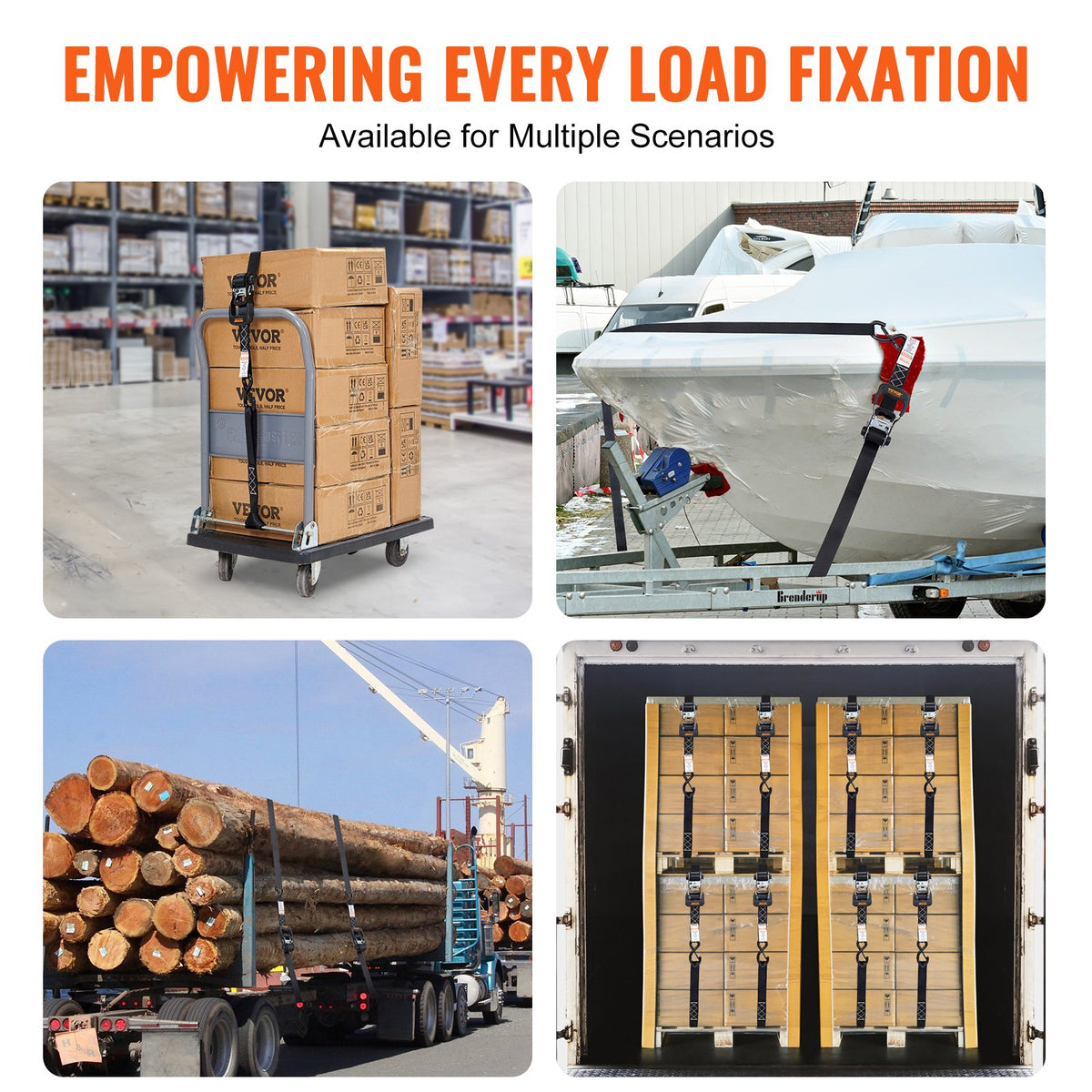 VEVOR 4 Pack Ratchet Tie Down Straps 5208 lbs 1.6