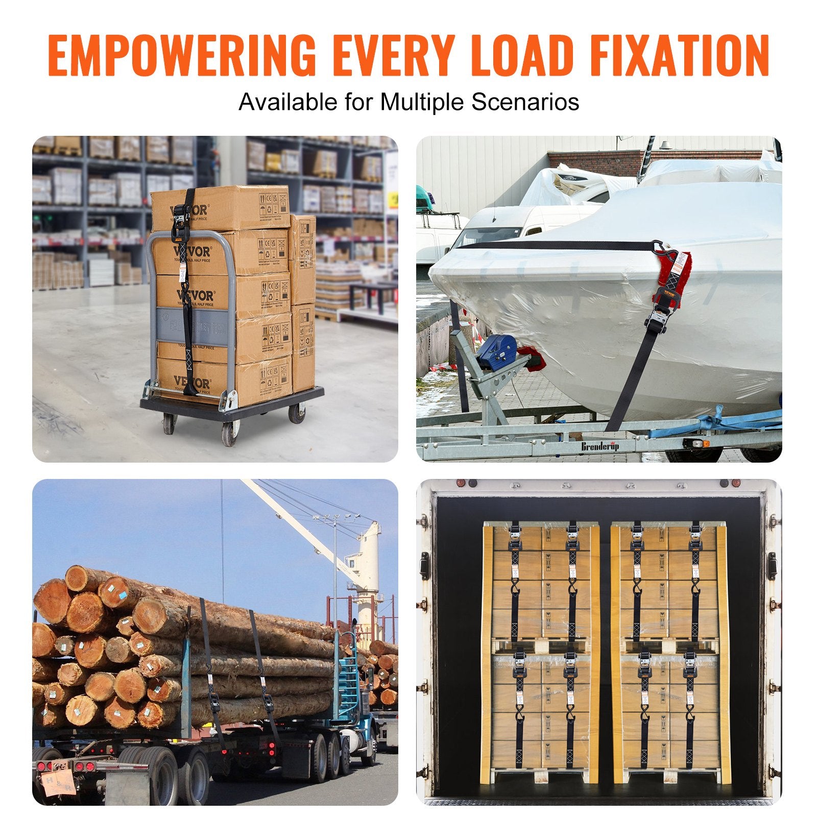 VEVOR 4 Pack Ratchet Tie Down Straps 5208 lbs 1.6